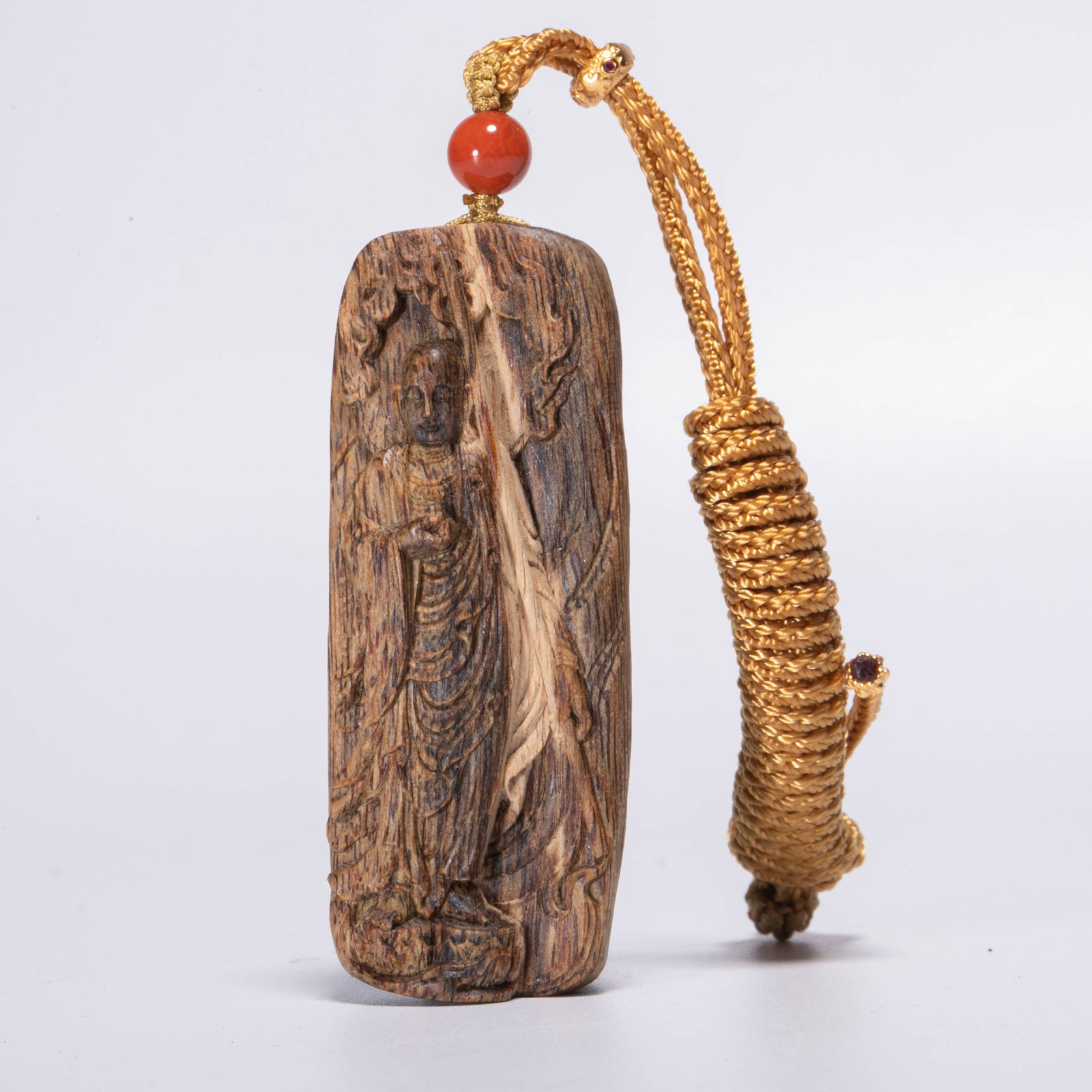 Jia Luo (Qi Nan) Ksitigarbha Bodhisattva Submerged in Water 11.04g: This is a Jia Luo (Qi Nan) Ksitigarbha Bodhisattva agarwood carving, weighing about 11.04 grams, which belongs to the top rare category of agarwood.Selected Jialuo (Qinnan), the texture is soft, waxy