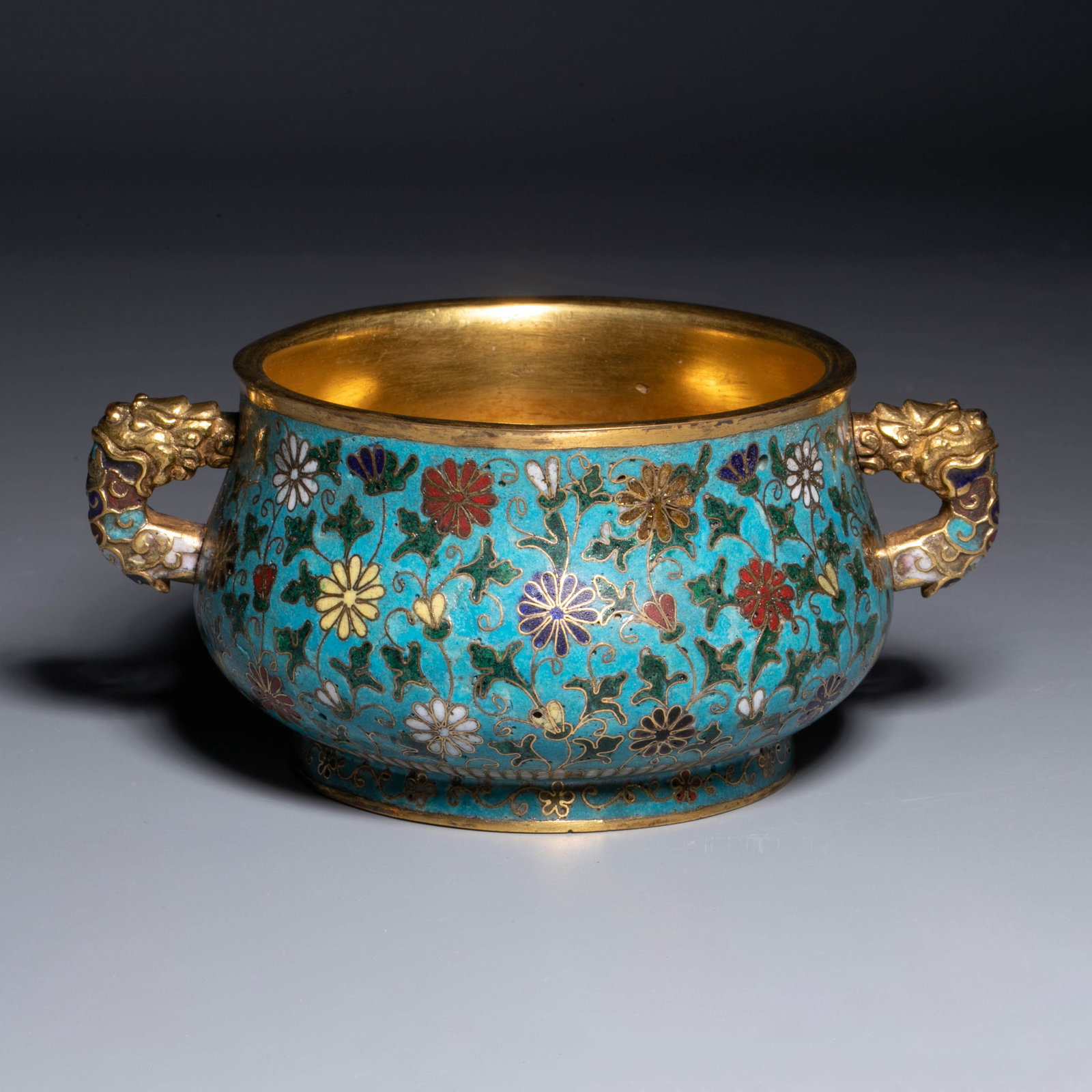 Cloisonne Double Lion Incense Burner: Cloisonne Double Lion Incense Burner