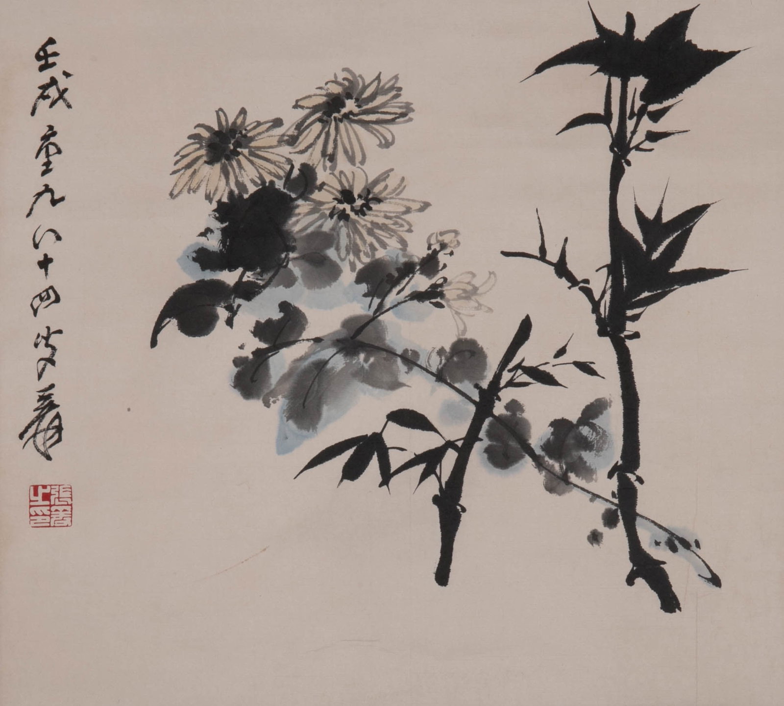 Zhang Daqian Bamboo and Chrysanthemum Picture: Zhang Daqian Bamboo and Chrysanthemum Picture