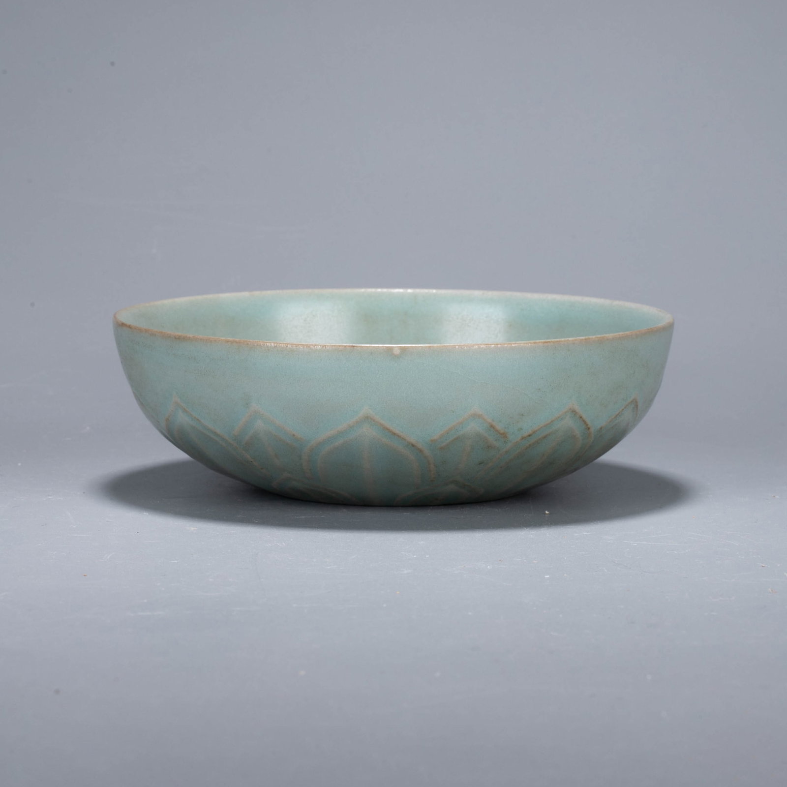 Song Dynasty Ru glazed bowl with lotus petals (1 of 6)