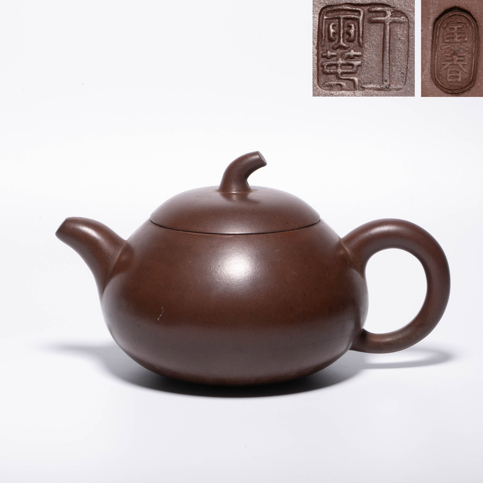 Republic of China Wang Yinchun purple clay urgent need: This piece was made by Wang Yinchun, a famous artist in the Republic of China purple clay. It has a sharp beard, a rounded and flat drum shape, a full belly, stretched shoulder lines, and a protruding