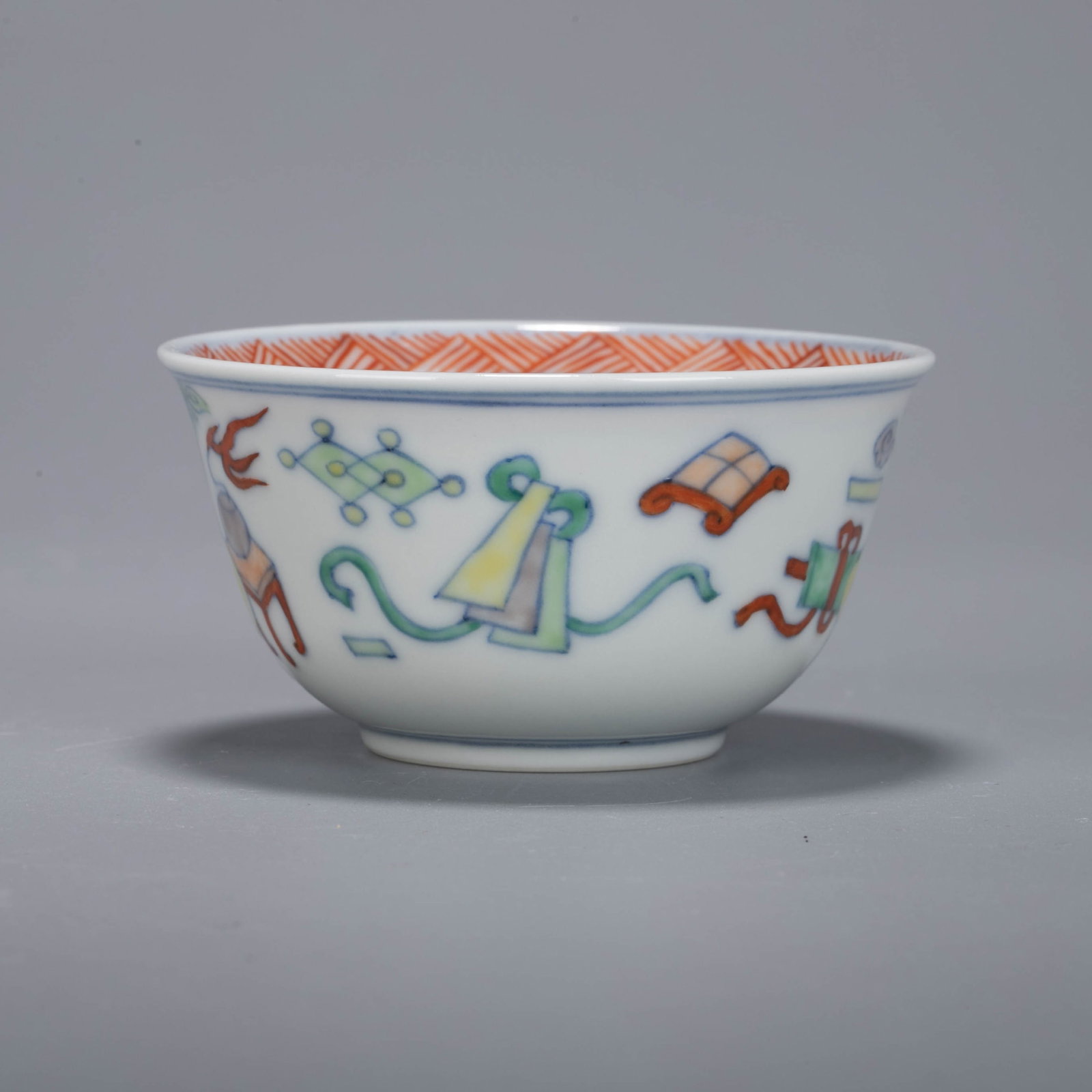 Qing Kangxi Five-Colored Pattern cup - 4