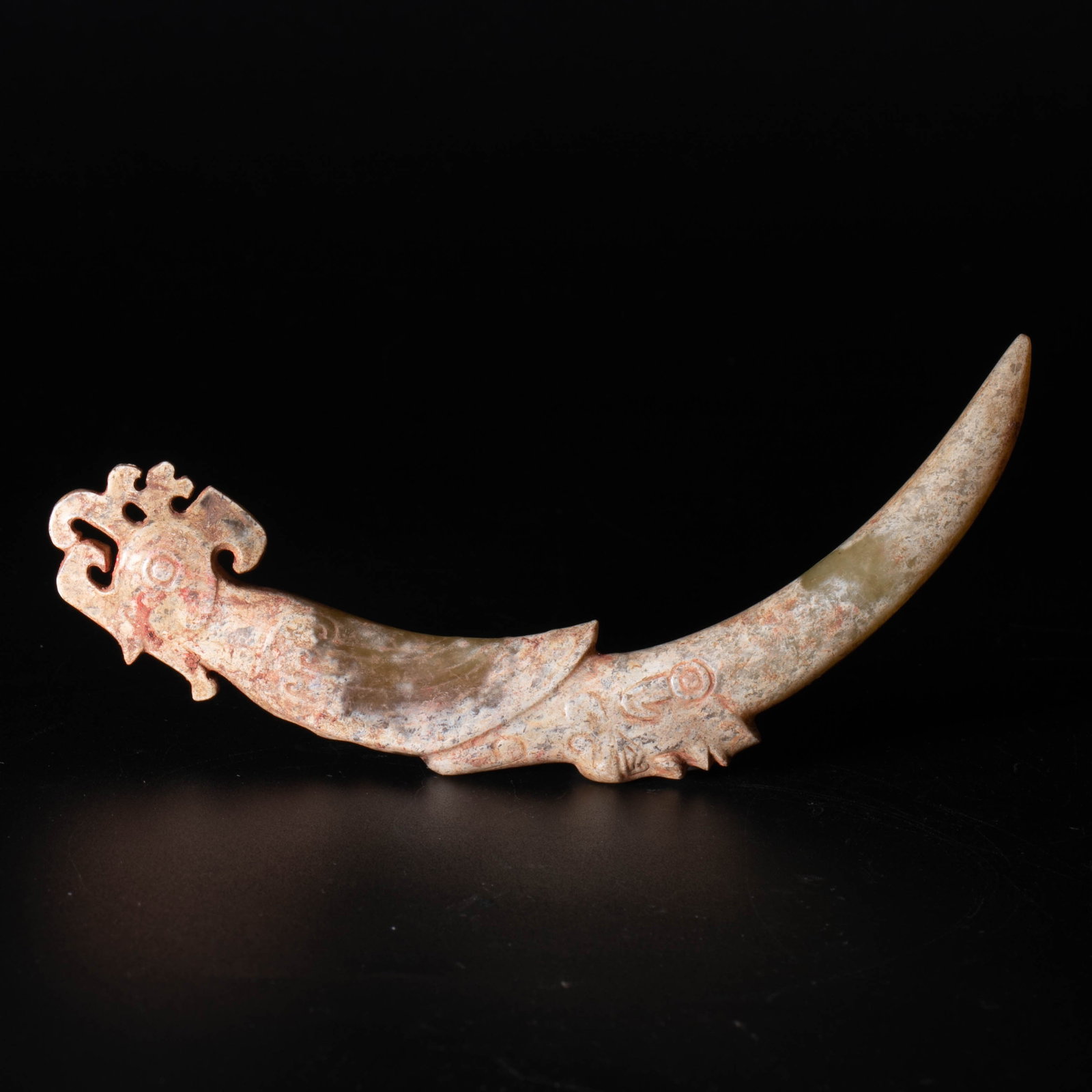 Jade cup with phoenix head and human body: Jade cup with phoenix head and human body