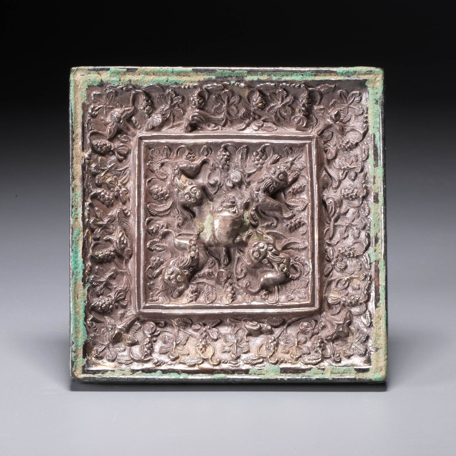 Tang Tie silver Grape Square Mirror (1 of 6)