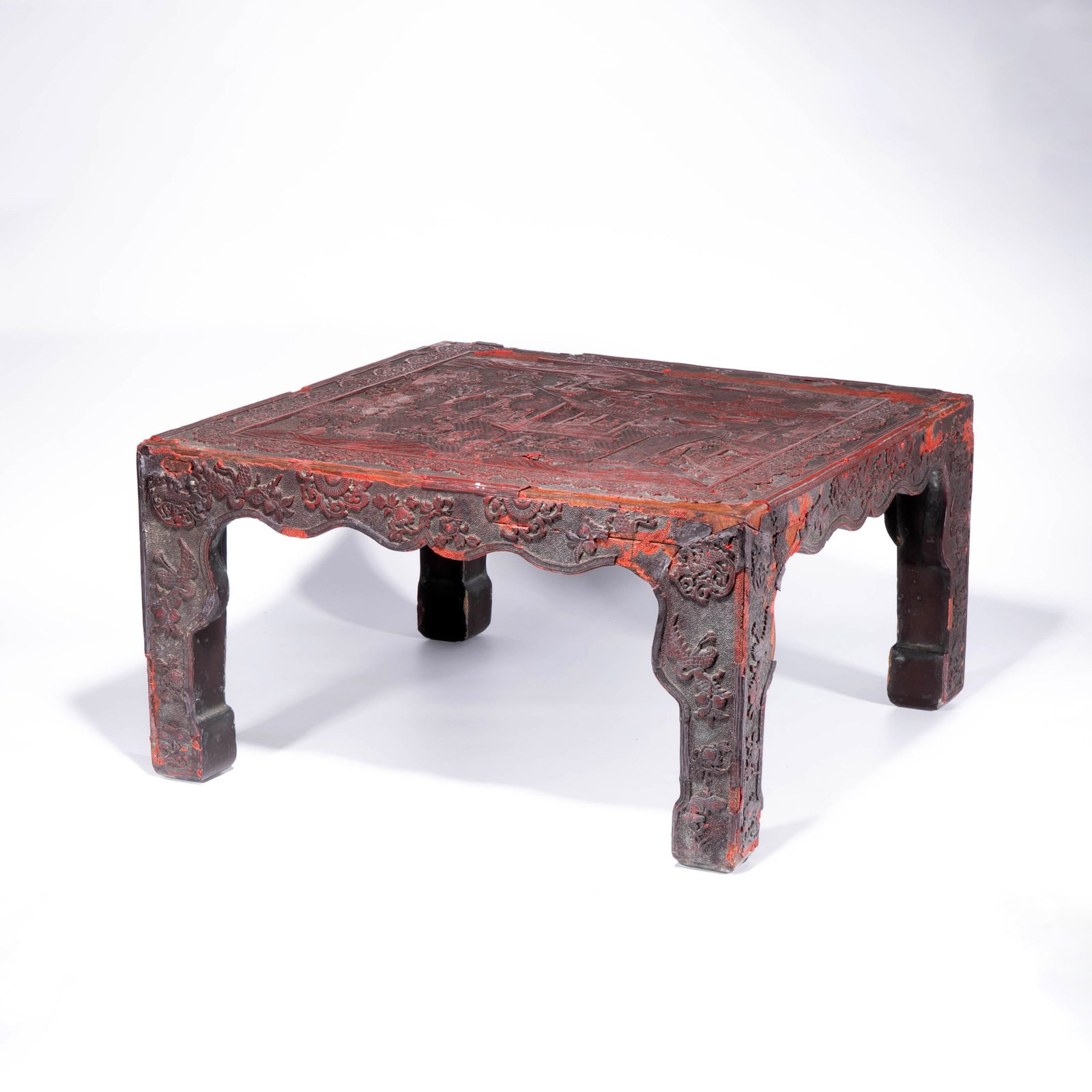 Carved lacquer landscape figural Square table (1 of 16)