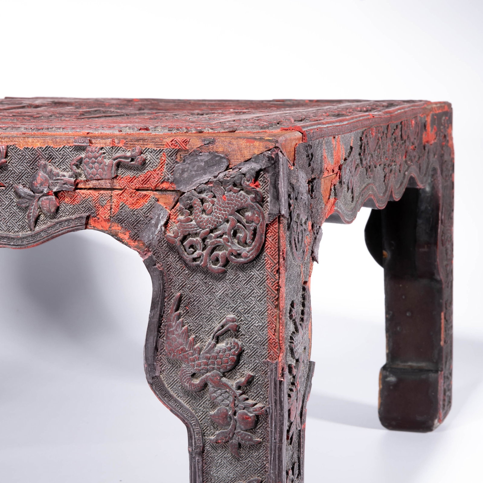 Carved lacquer landscape figural Square table - 2