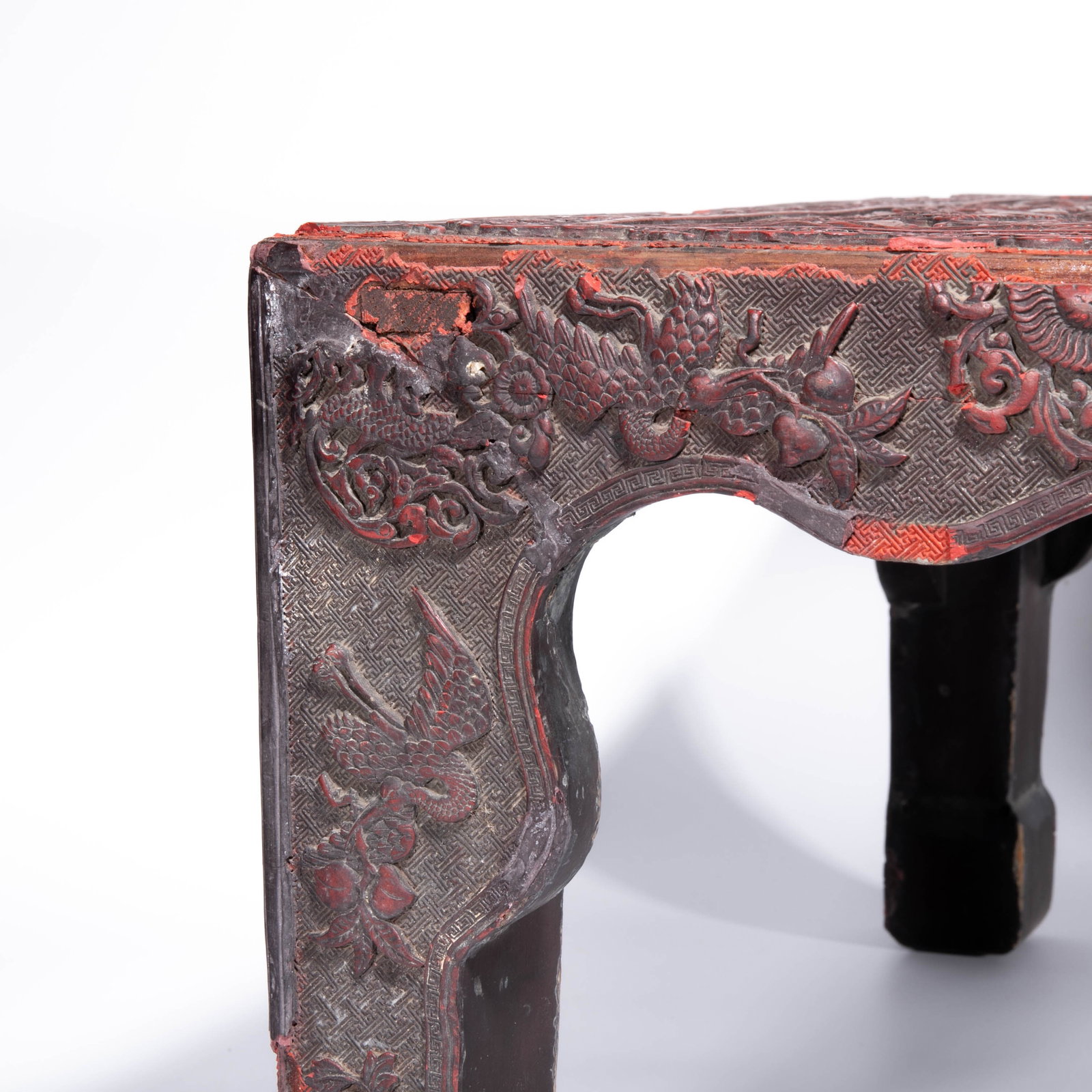 Carved lacquer landscape figural Square table - 3