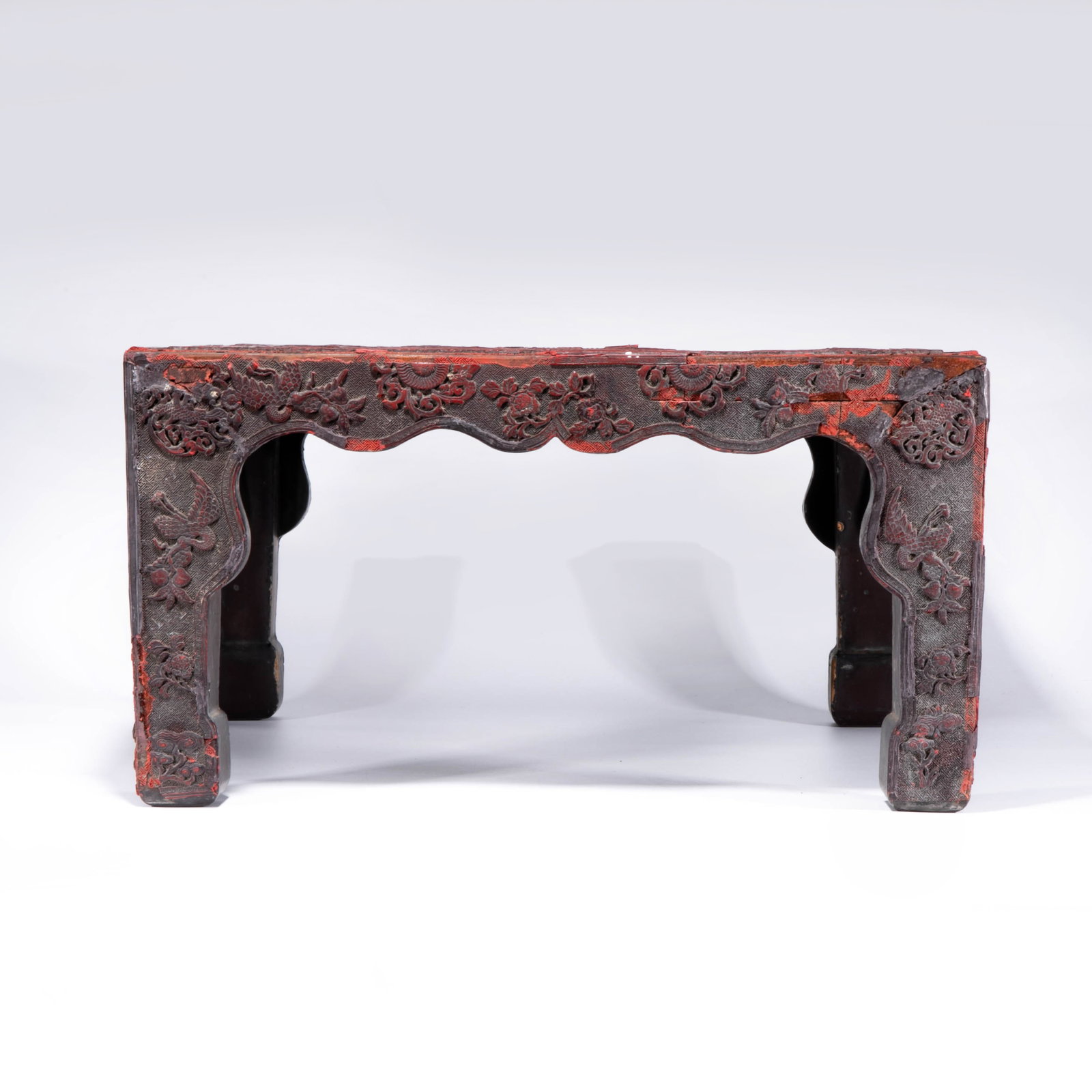 Carved lacquer landscape figural Square table - 4