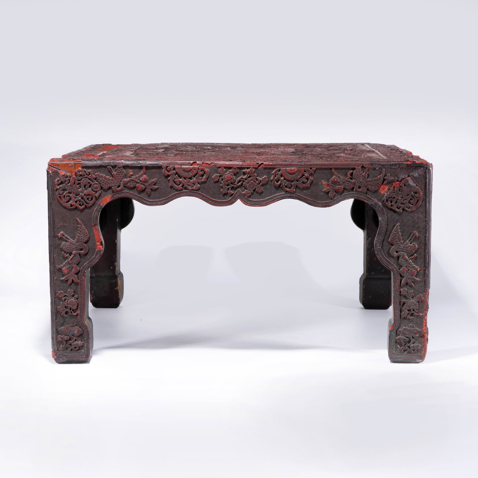 Carved lacquer landscape figural Square table - 5