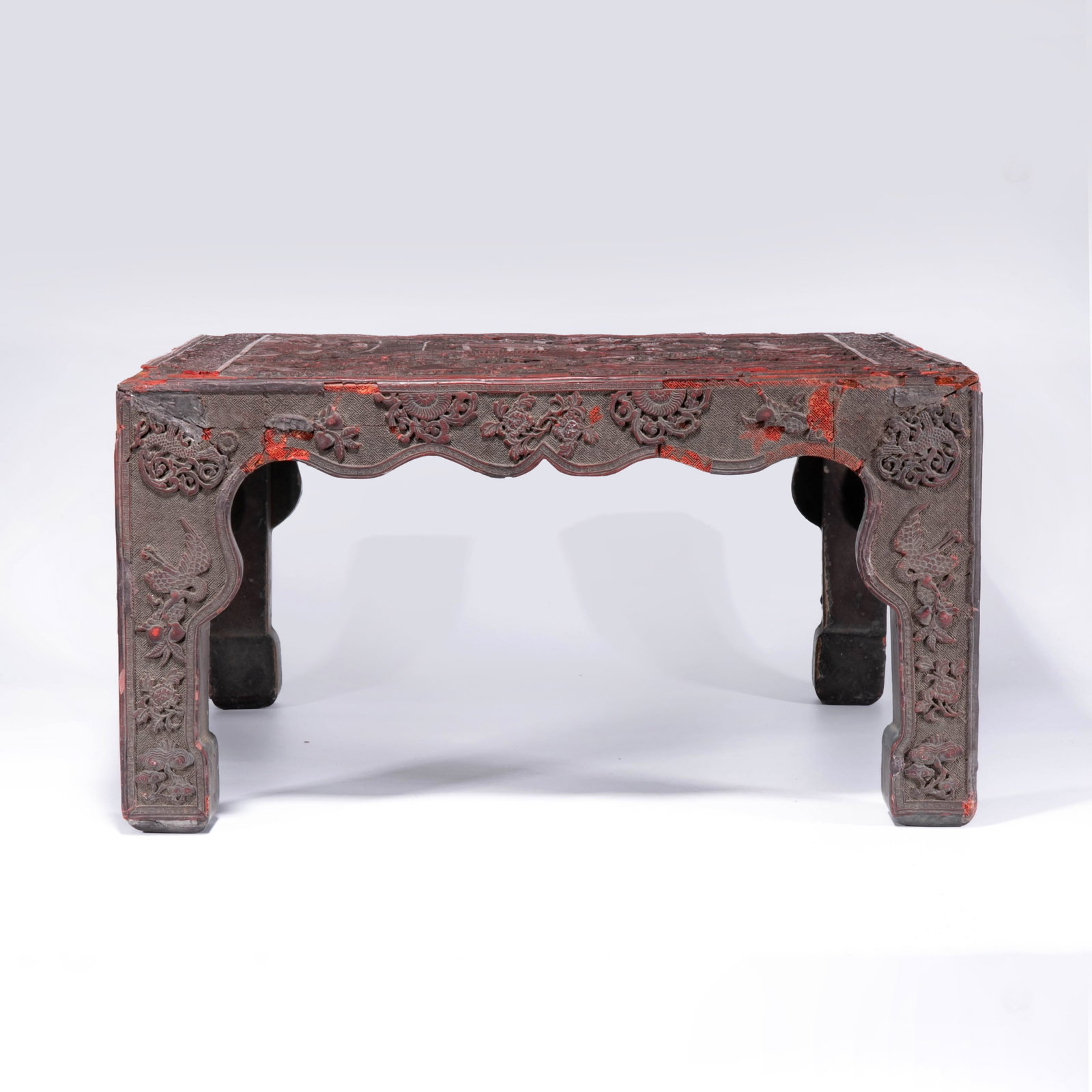 Carved lacquer landscape figural Square table - 6