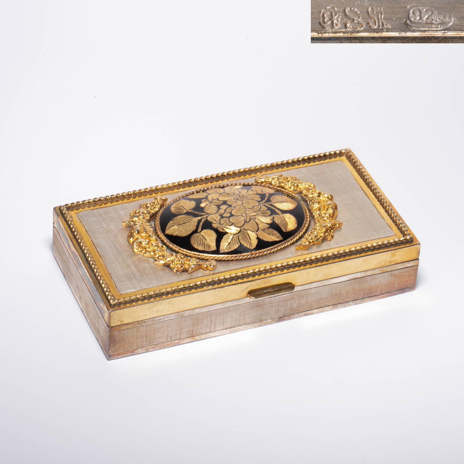 Early 20th century 925 silver gilt cigar box, with box (1 of 5)