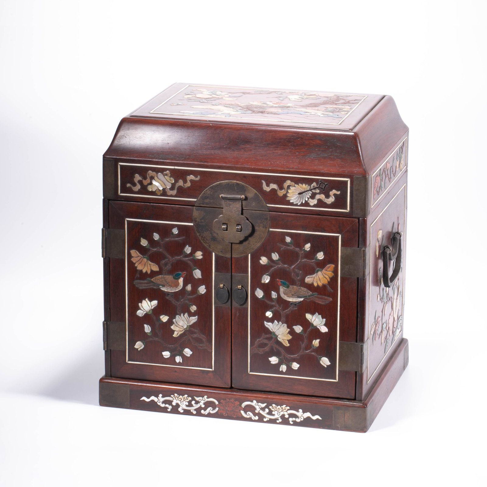 Early Qing Dynasty Huanghuali Baibao Inlaid Bird Pattern Official Leather Box (1 of 12)