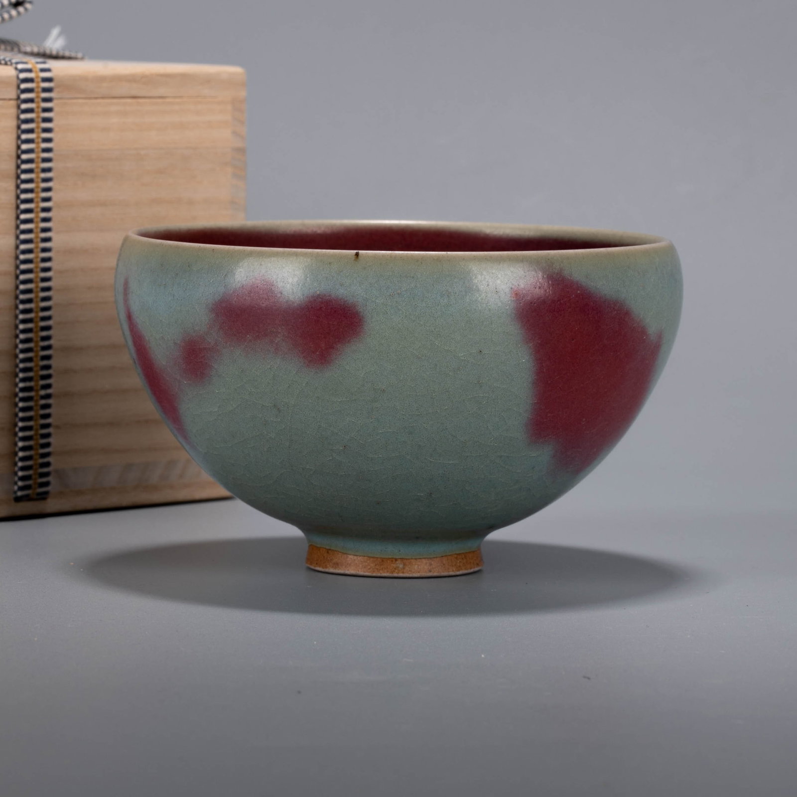Song Dian celadon glaze Jun ware Red spot tea bowl: Song Dian celadon glaze Jun ware Red spot tea bowl