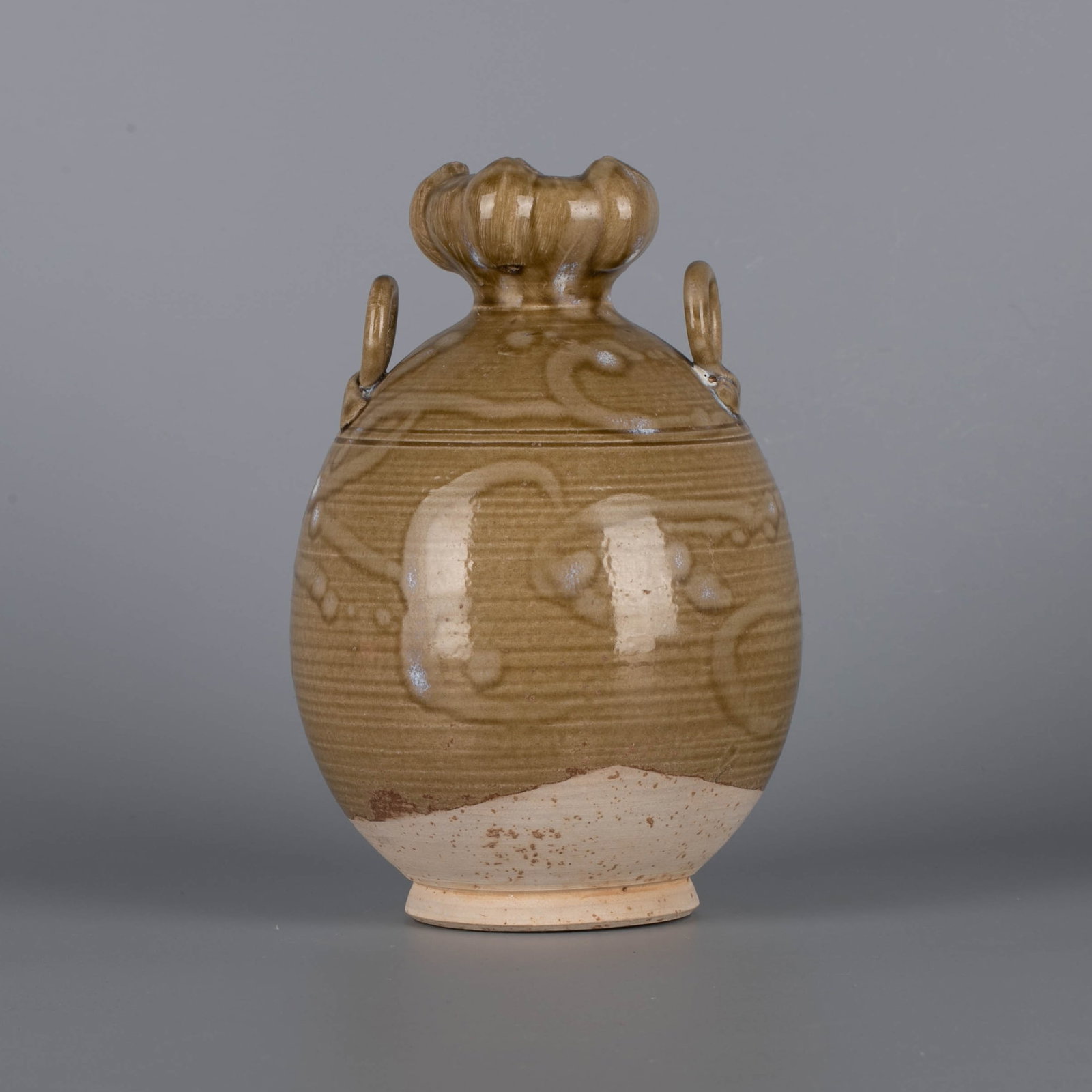Tang Dynasty glazed lotus-mouth double-loop-handled vase (1 of 6)
