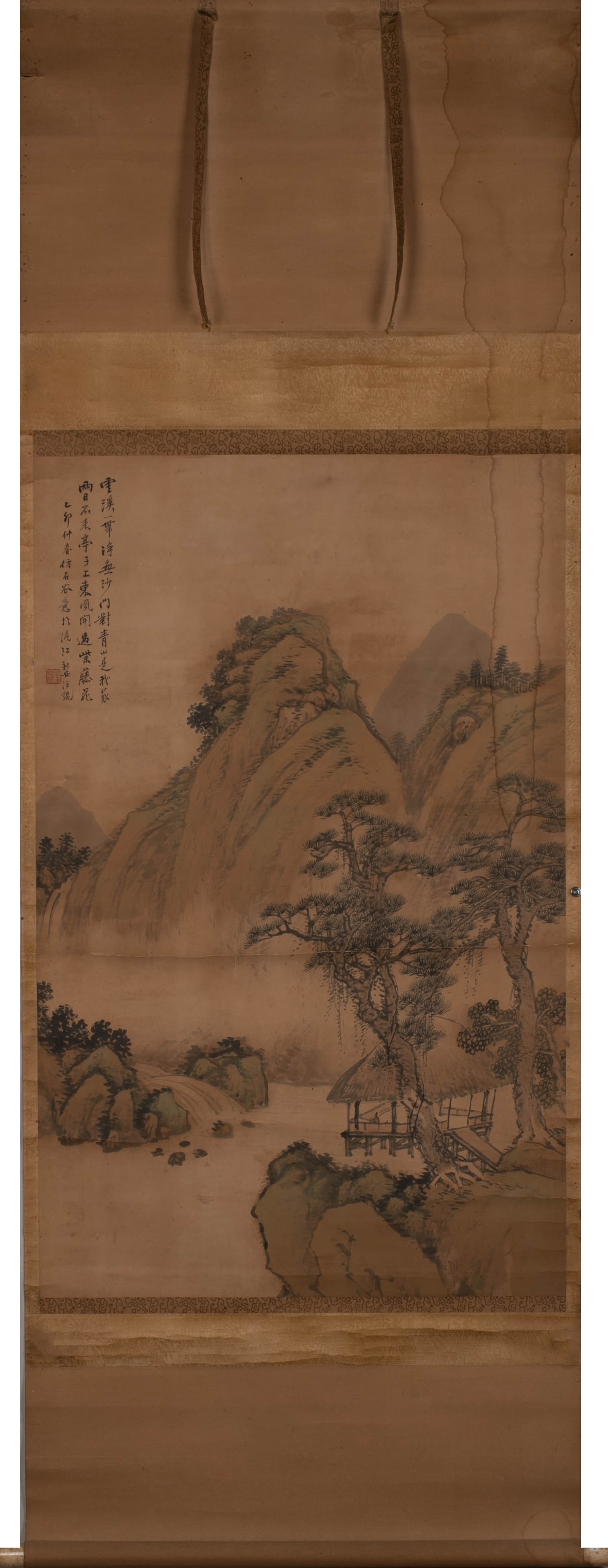Wang Kun, green landscape with thatched cottage: Wang Kun, green landscape with thatched cottage