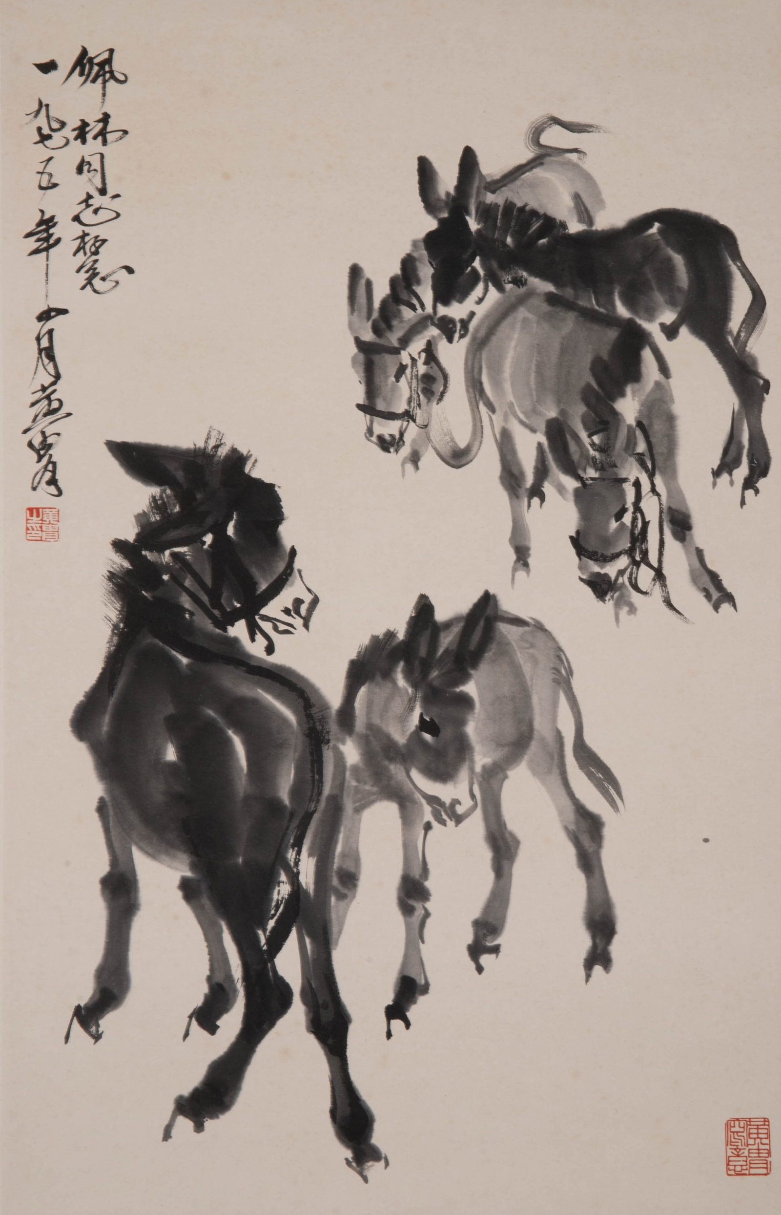 Huang Zhou, standing donkey, hanging scroll (1 of 8)