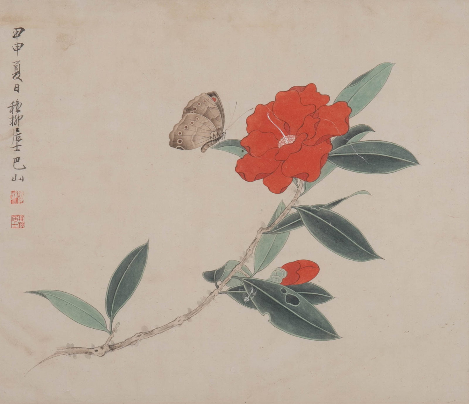 Xie Zhiliu, butterflies, hanging scroll: Xie Zhiliu, butterflies, hanging scroll