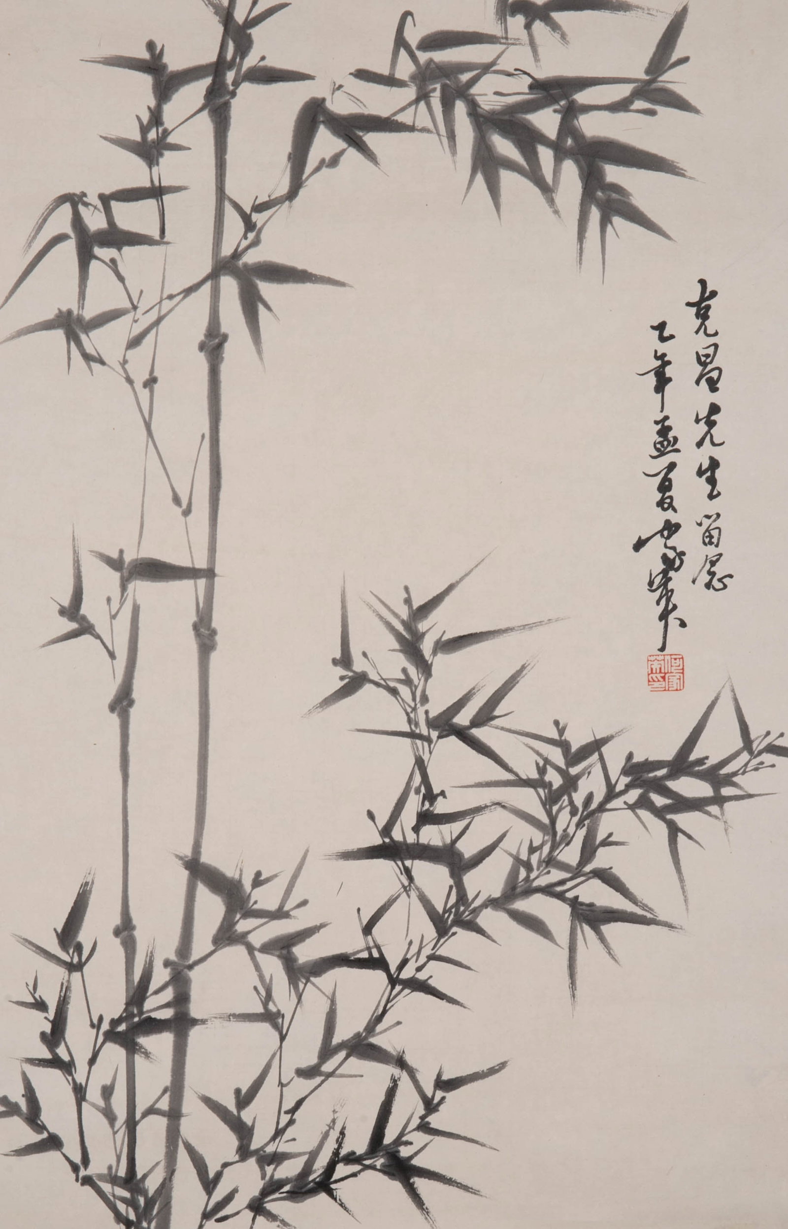 He Jiaying, ink bamboo, hanging scroll: He Jiaying, ink bamboo, hanging scroll