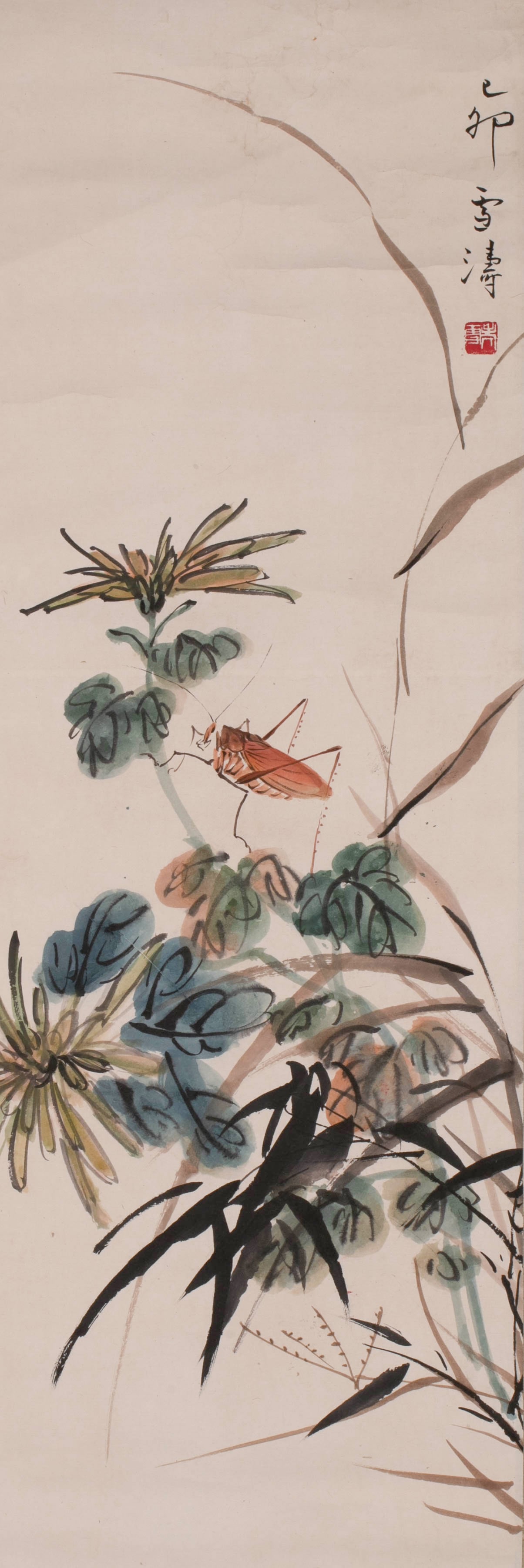 Wang Xuetao, autumn chrysanthemums and insects: Wang Xuetao, autumn chrysanthemums and insects