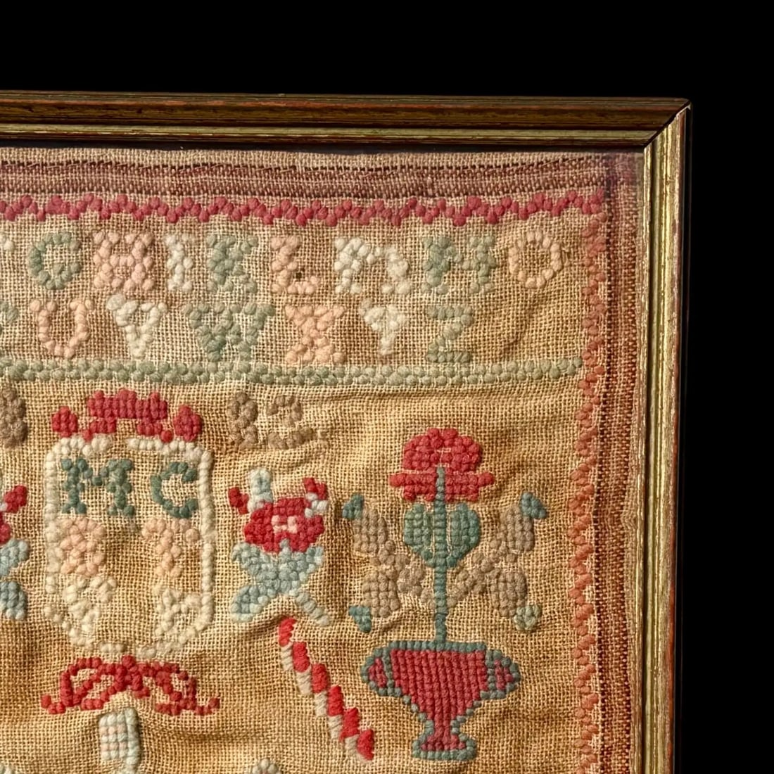 Needlework Sampler, Hand-Embroidered - 4