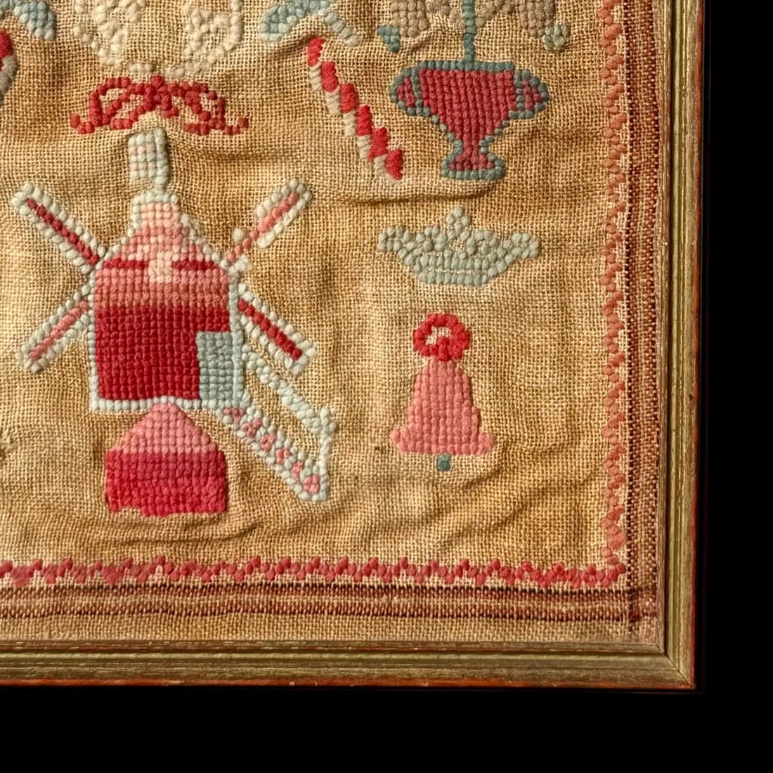 Needlework Sampler, Hand-Embroidered - 5