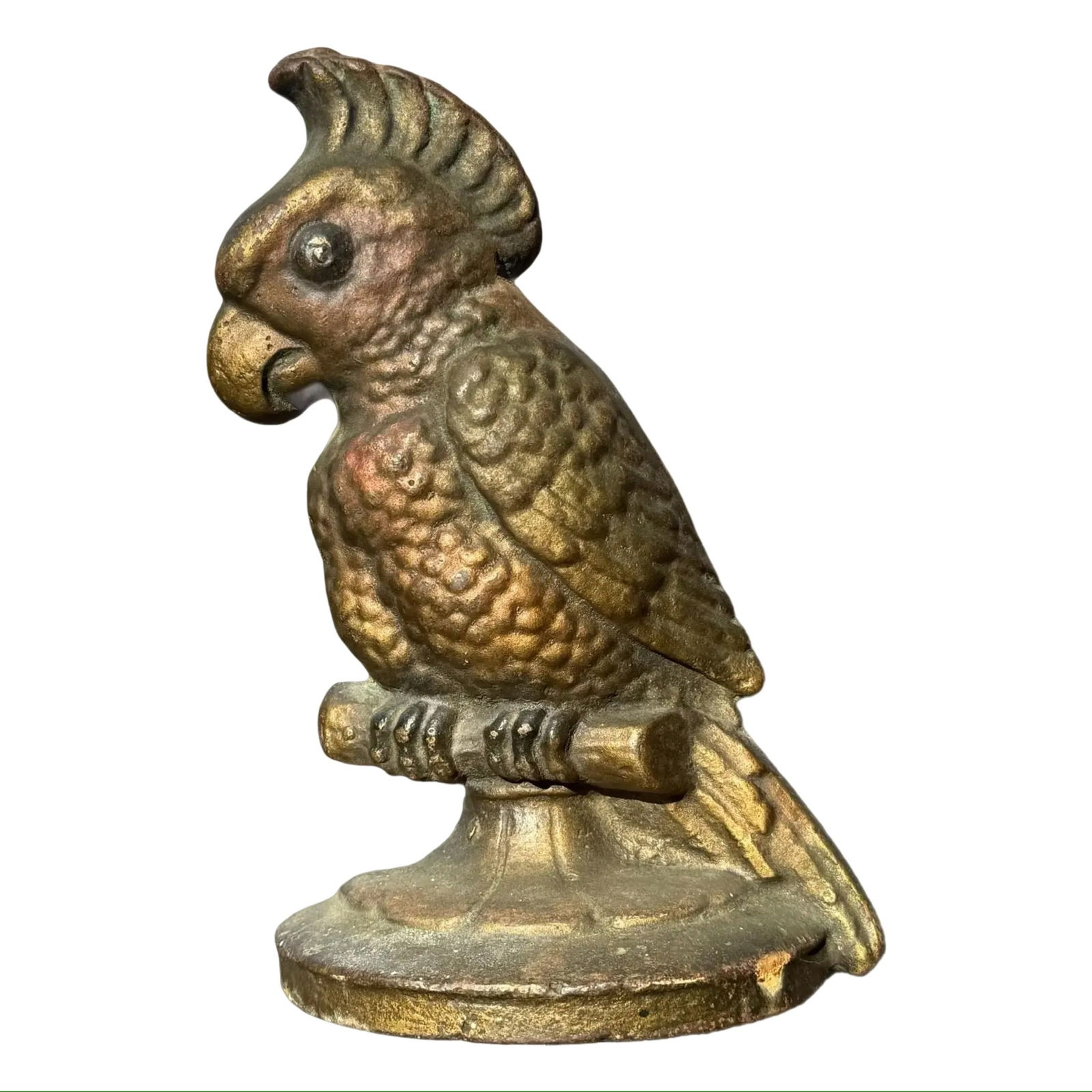 Cast Iron Parrot Bird Doorstop: Cast Iron Parrot Bird Doorstop A cast iron parrot / cockatoo doorstop likely produced between the early 1900s and 1940s. Dimensions: 5.75?W × 2?D × 8.25?H