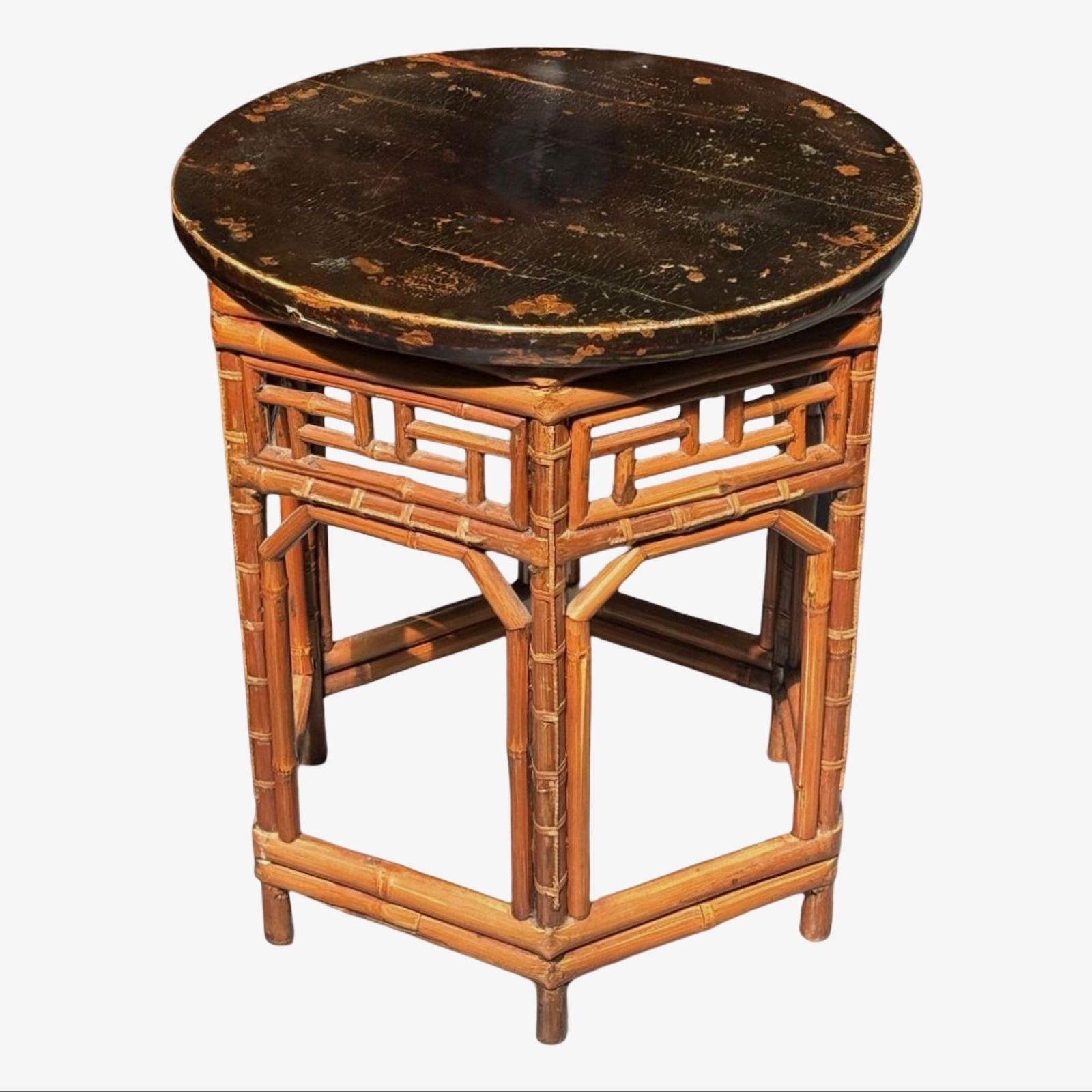 Antique Bamboo Laqcuer Side Table (1 of 7)