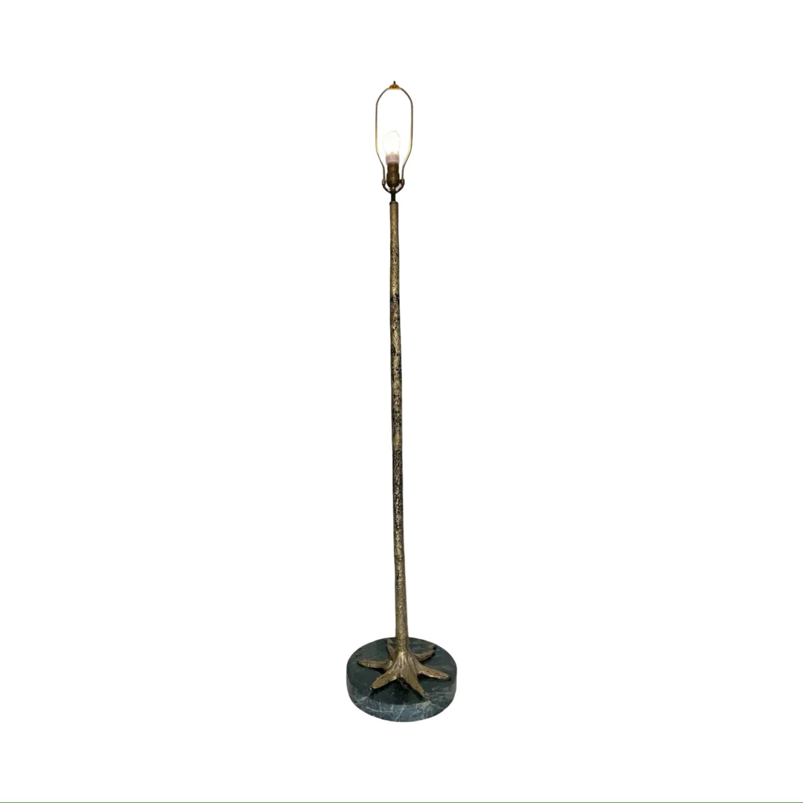 MCM Bronze / Marble Floor Lamp: MCM Bronze / Marble Floor Lamp Vintage Mid-Century Modern corded floor lamp with a gold-painted solid bronze stand mounted on a thick 2” marble base. Dimensions: 13?W × 13?D × 68?L