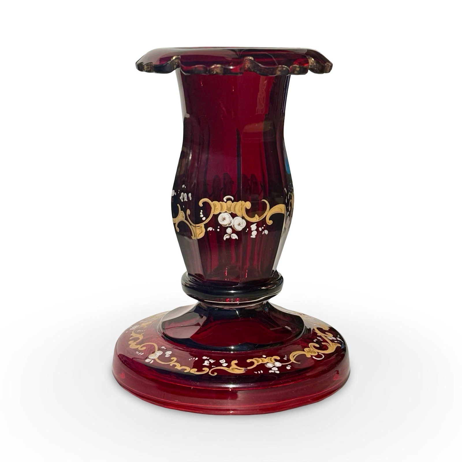 Bohemian Ruby Glass Candlestick - 2