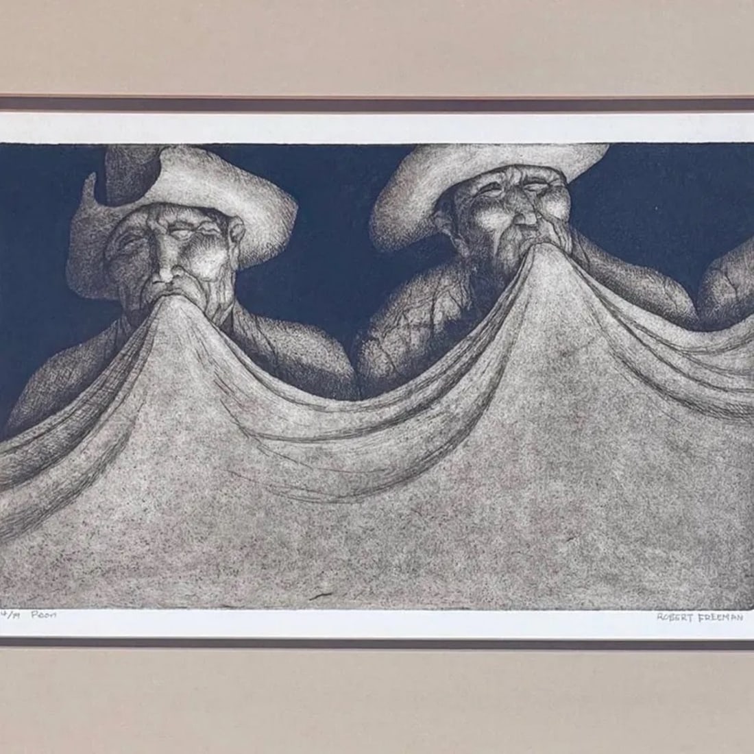 Robert Freeman Peon Portrait Etching - 2