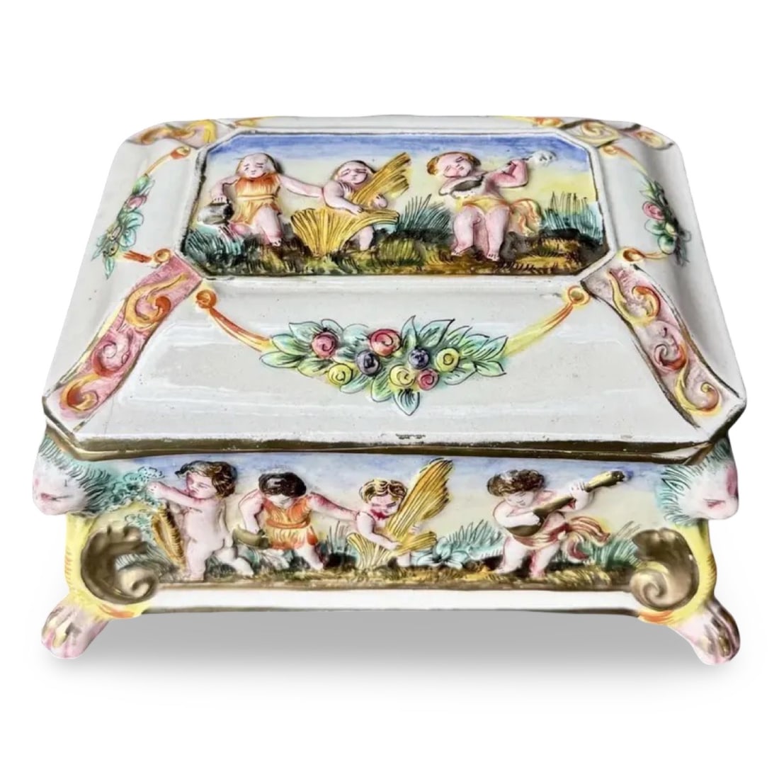 Italian Capodimonte Cherub Box (1 of 7)