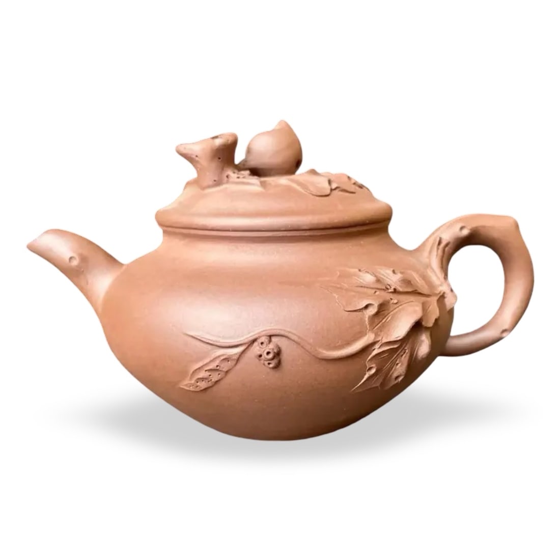 Chinese Yixing Zisha Teapot: Chinese Yixing Zisha clay teapot. Marked on lid and body. Approx. Dimensions: 6W × 4D × 3.5H inches