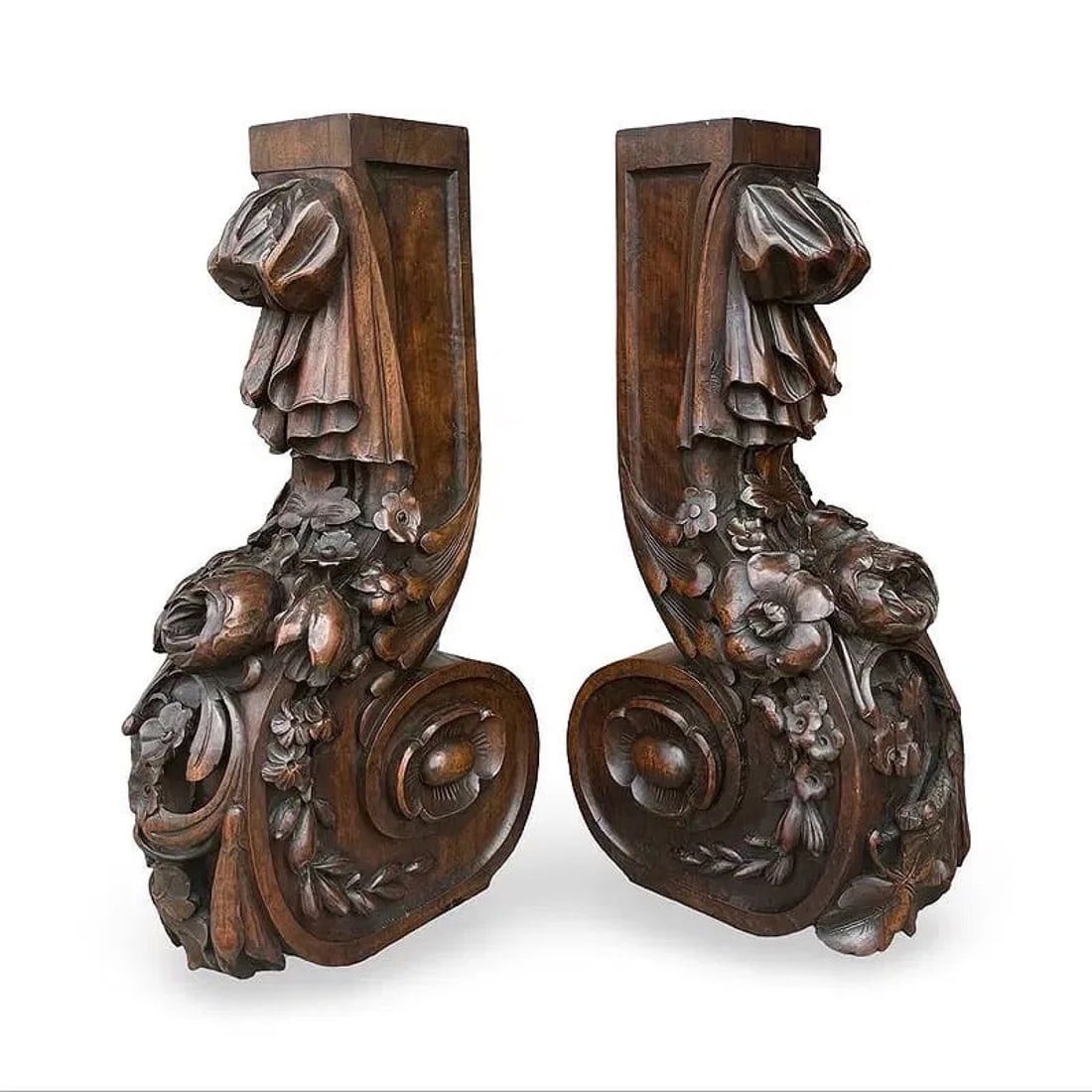 Rococo Carved Wood Corbels Pair (1 of 9)