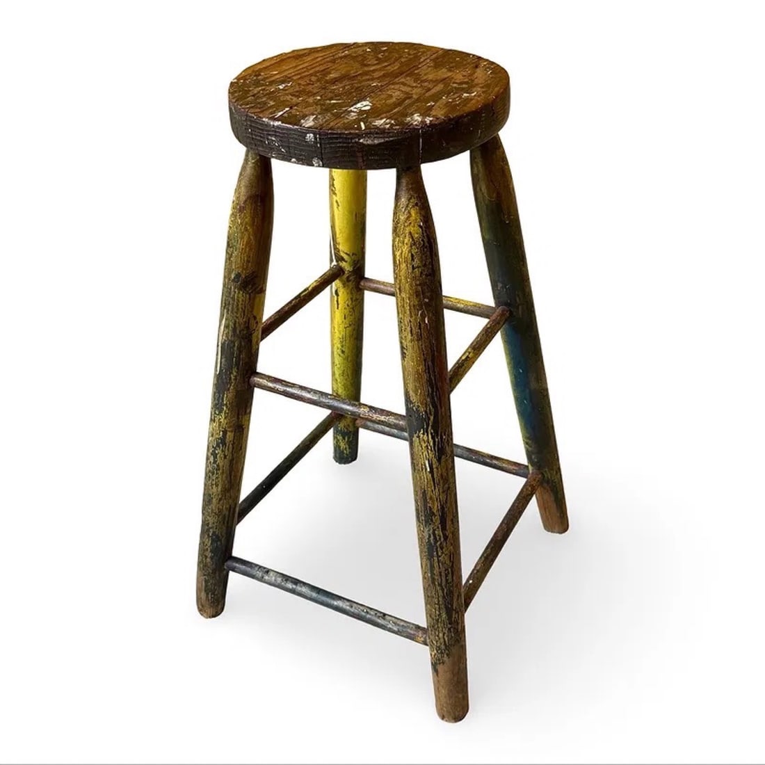 Industrial Rustic Artist Stool Wood (1 of 11)