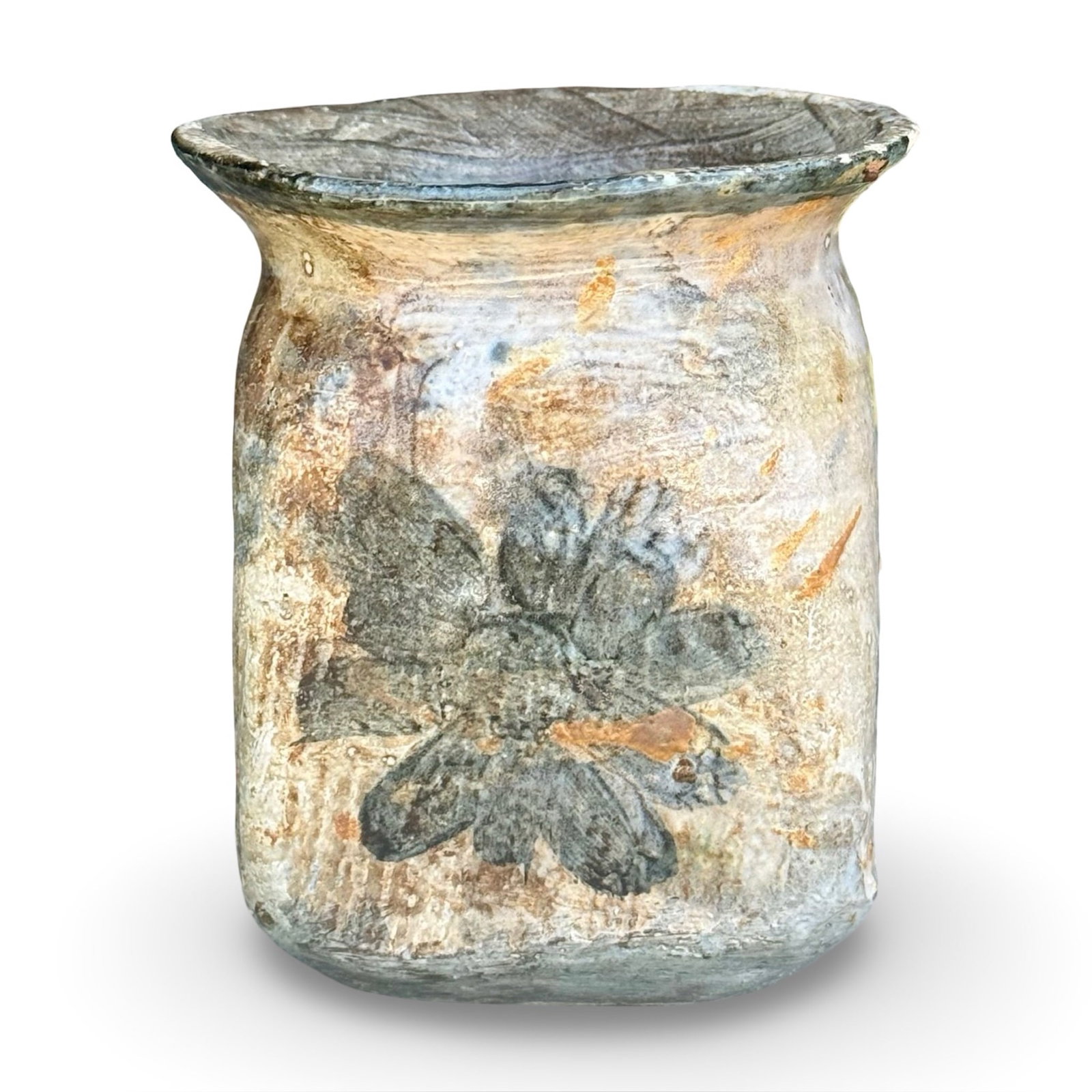 Floral Vase Ceramic Studio Art: Approx. Dimensions: 5H x 4W x 4D inches