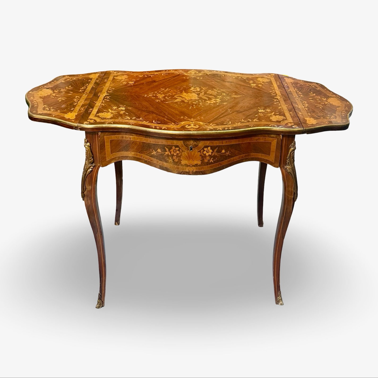 French Louis XV Marquetry Drop-Leaf Table (1 of 15)