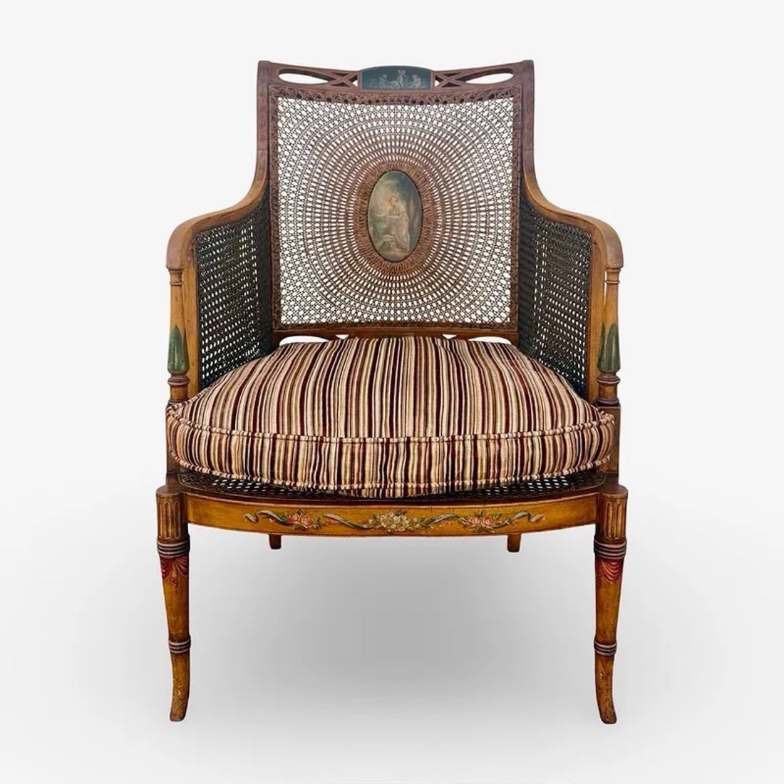 English Regency Cane Bergere Library Armchair (1 of 12)