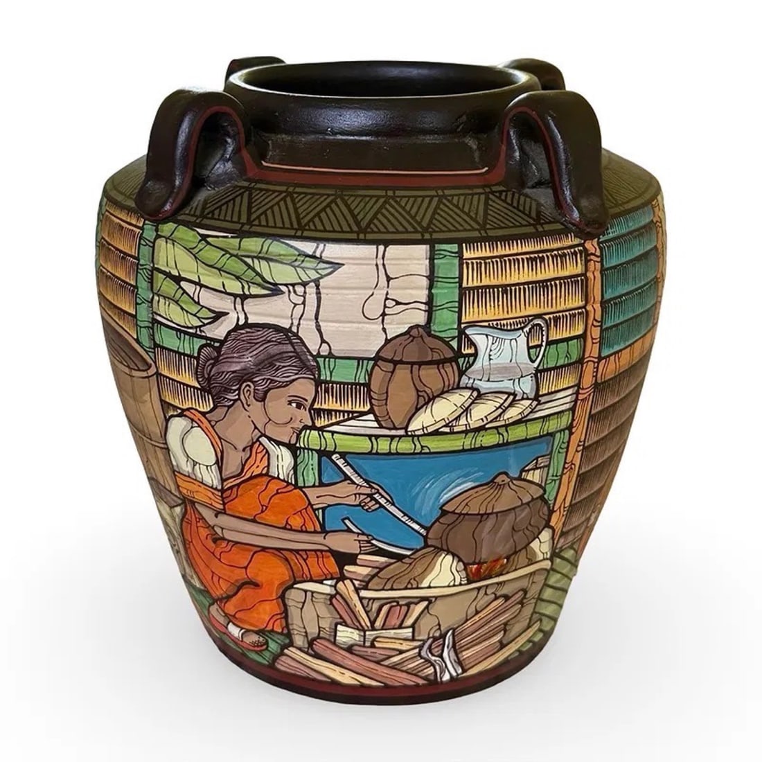 Philippine Folk Art Painted Vessel Jar (1 of 10)