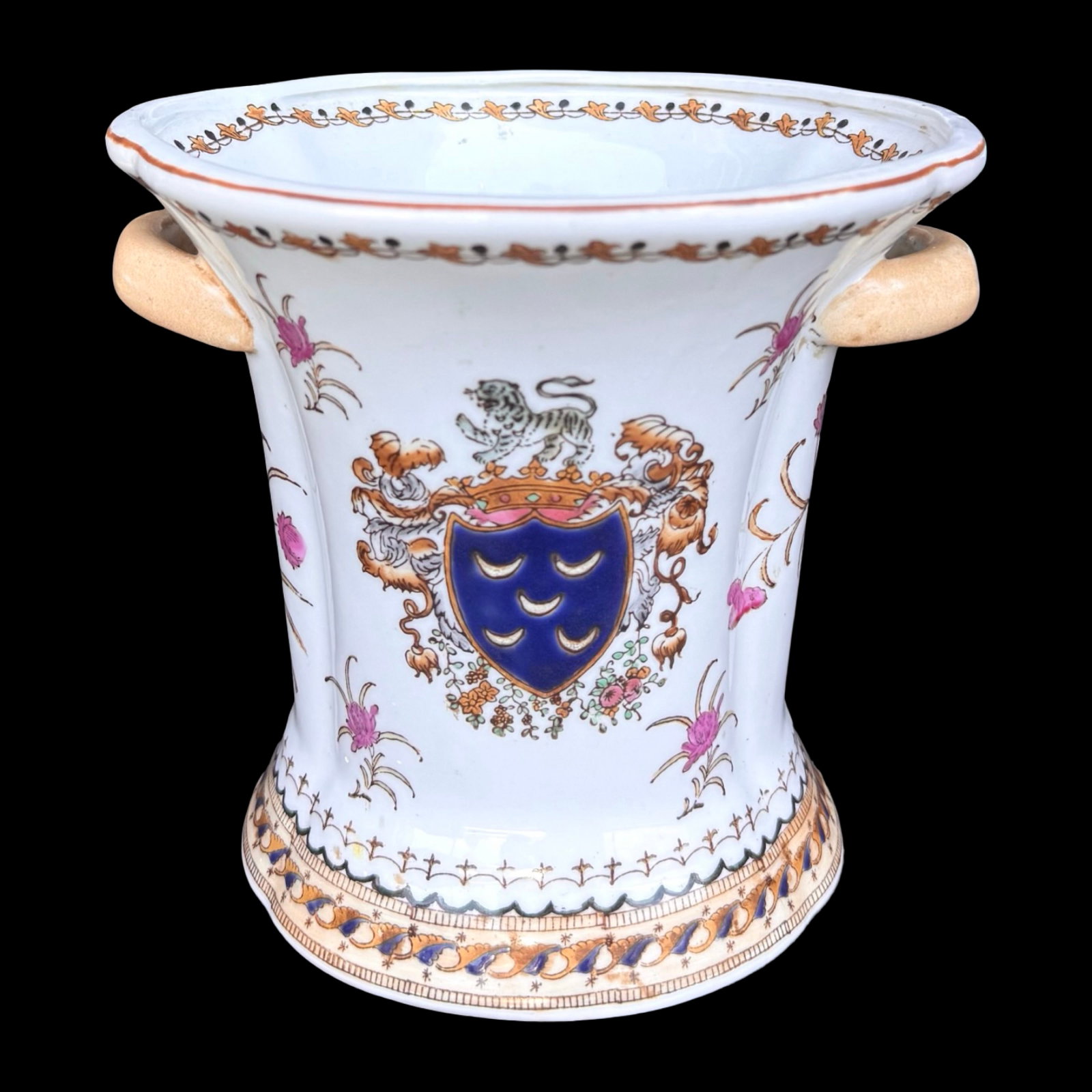 Armorial Heraldic Porcelain Cachepot Vase (1 of 8)