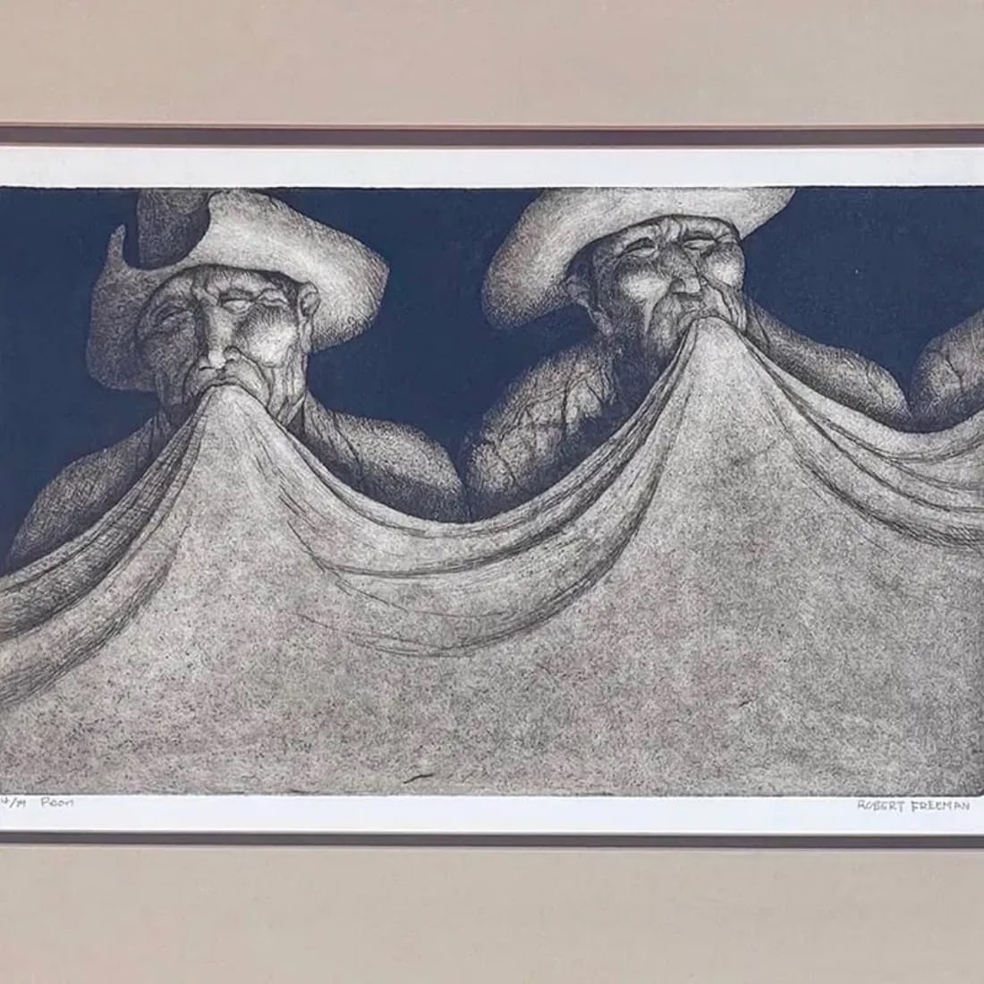 Robert Freeman Peon Portrait Etching - 2