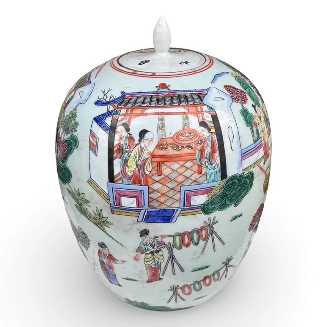 Chinese Famille Rose Weaving Urn Jar (1 of 9)