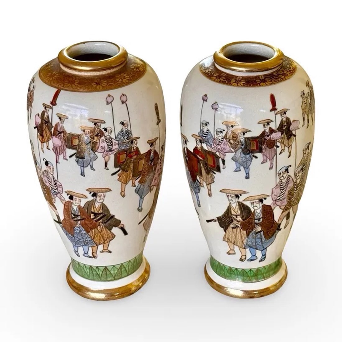 Japanese Satsuma Samurai Vases (1 of 6)