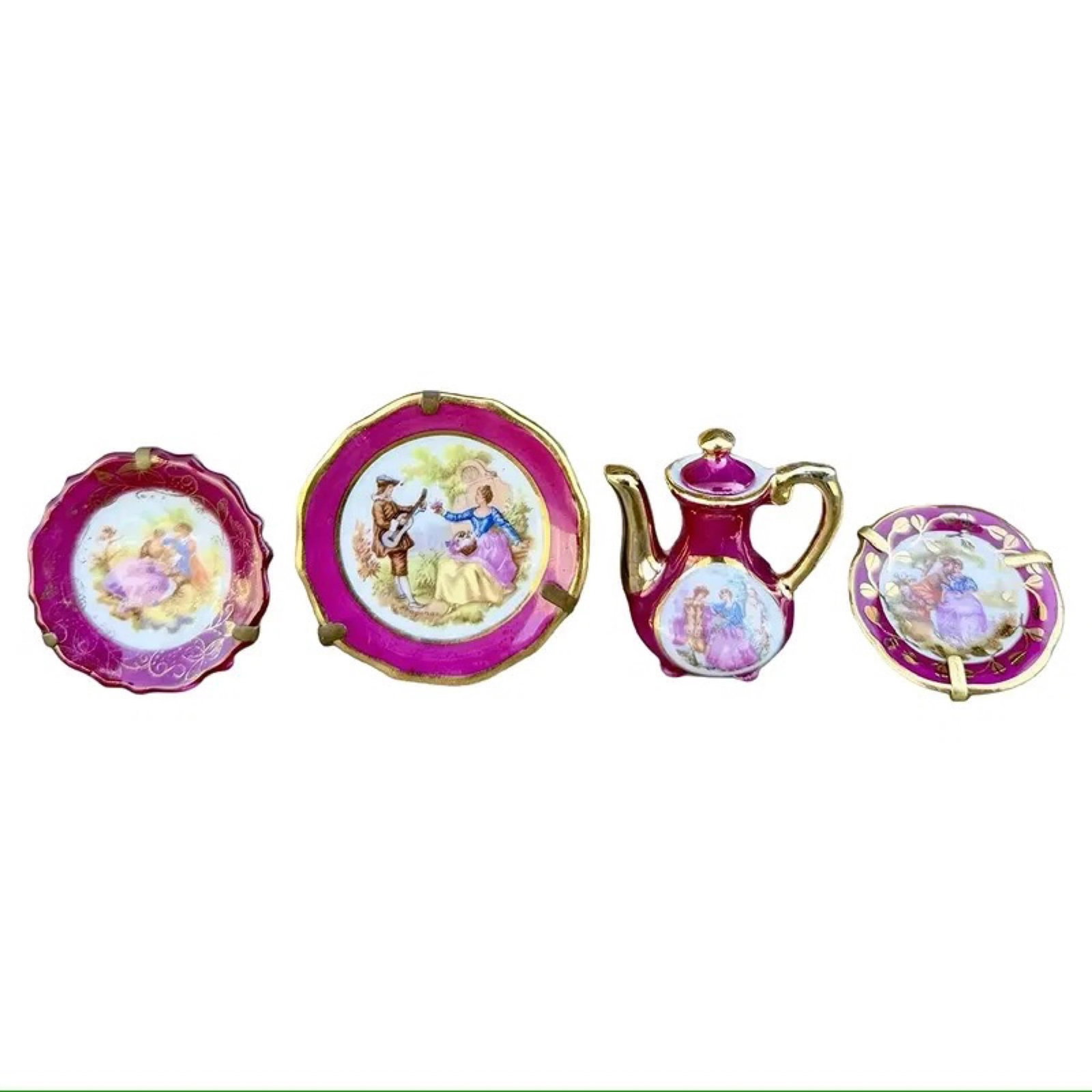 Miniature Limoges Porcelain Set of 4 (1 of 7)