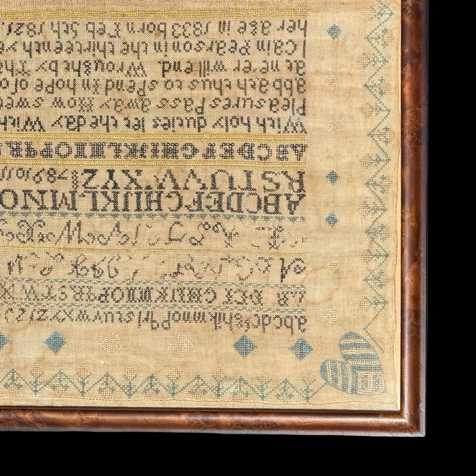 Antique 19C Needlework Sampler - 2