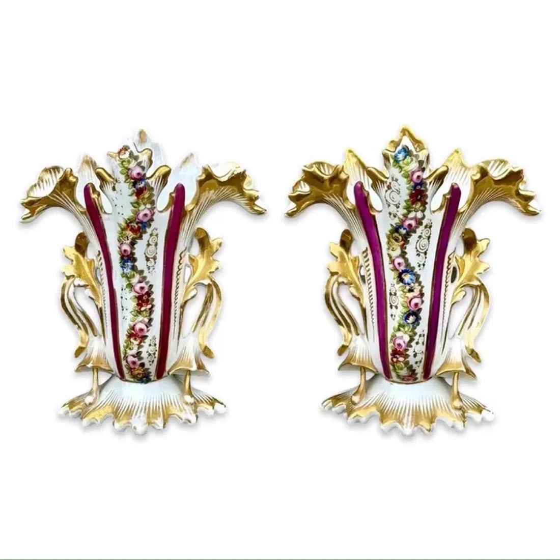 Pair French Paris Porcelain Wedding Vases (1 of 7)