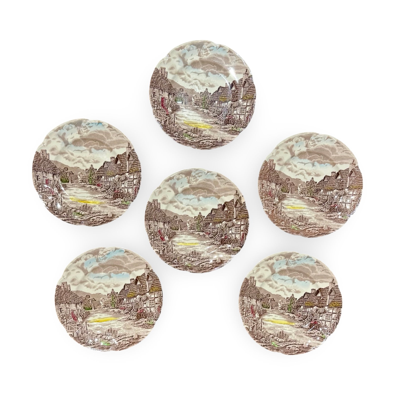 Johnson Bro Transferware Plates Set/6 (1 of 10)