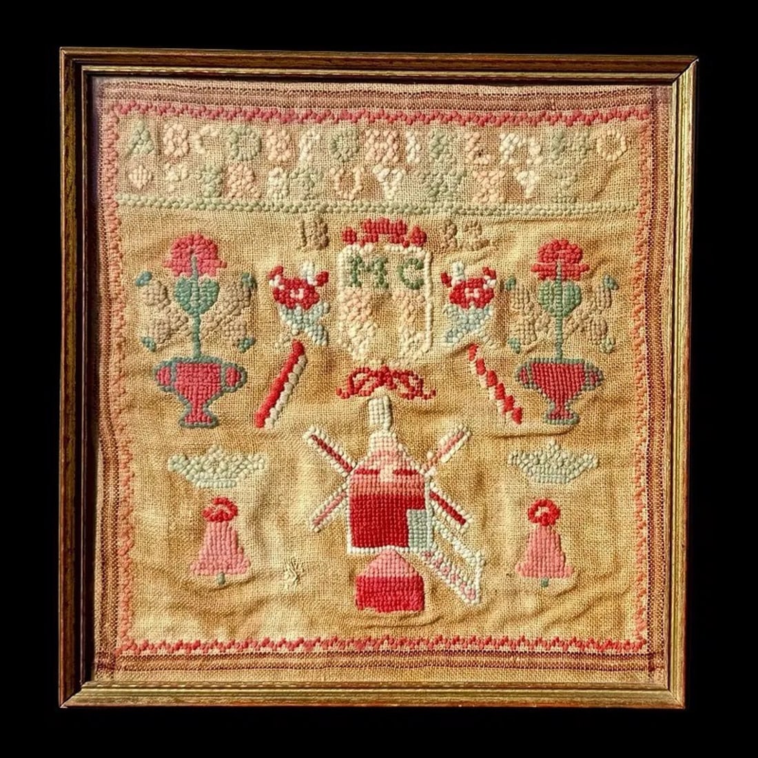 Needlework Sampler, Hand-Embroidered - 2