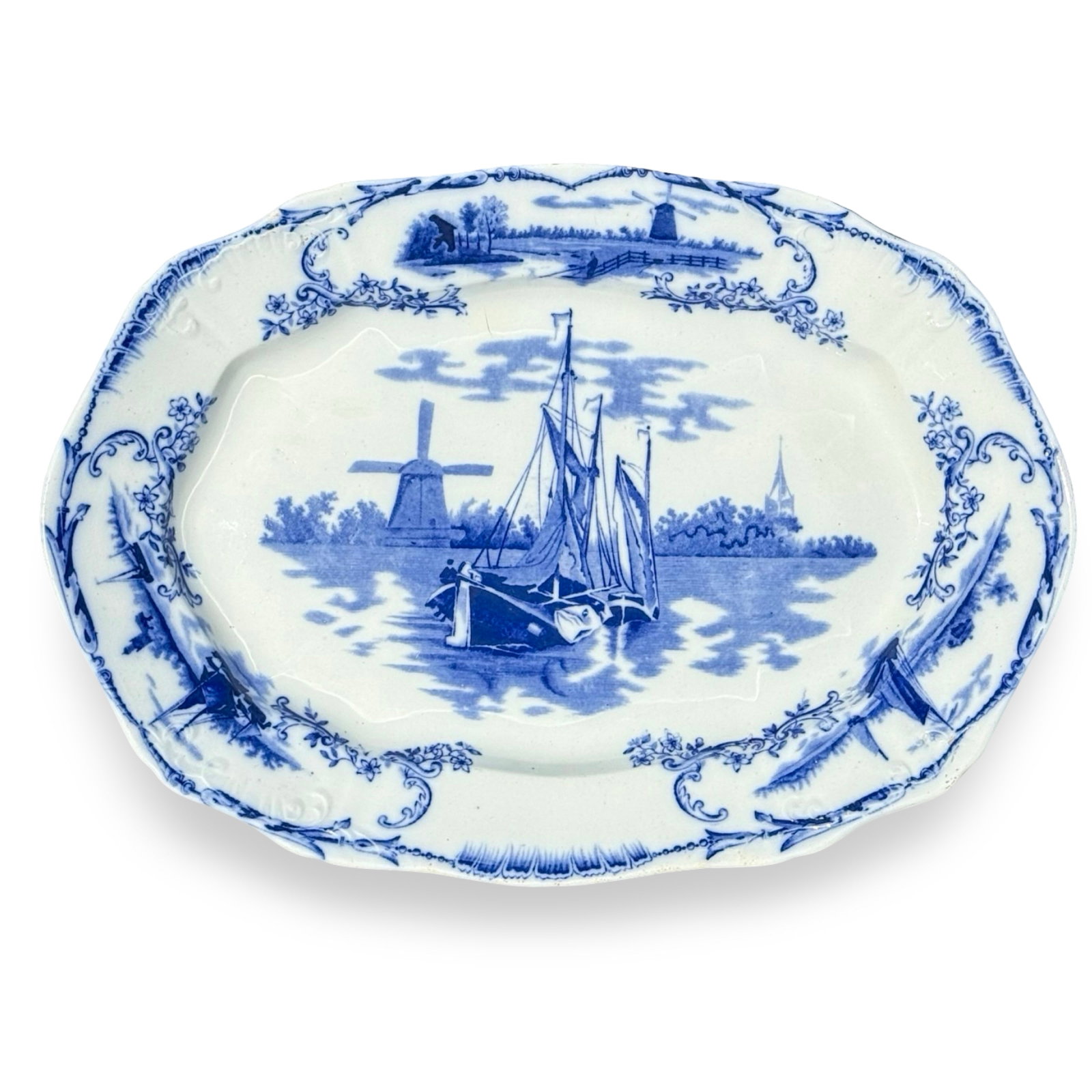 Victorian Delft Transferware Platter (1 of 6)