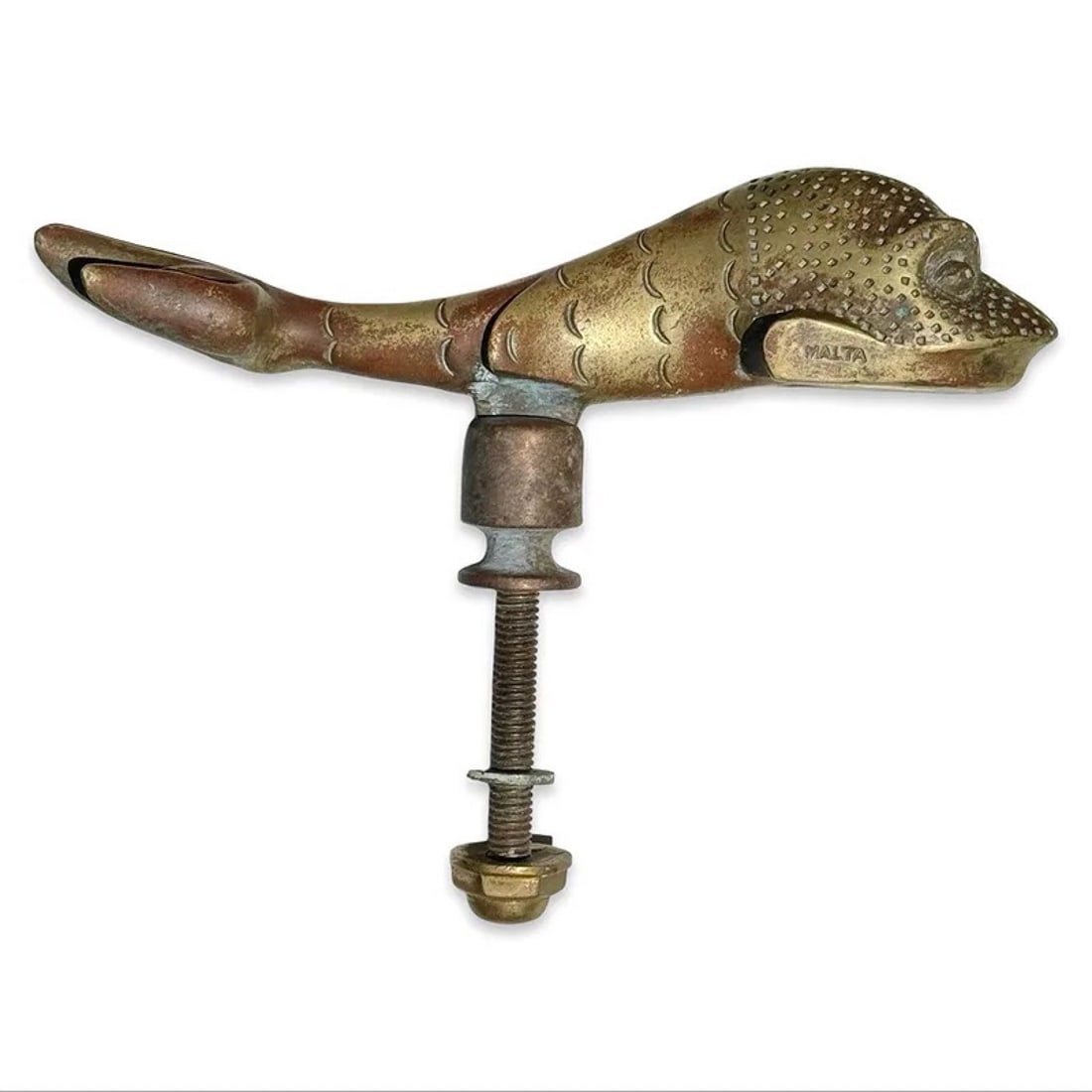 Maltese Brass Dolphin Door Knocker: Maltese brass door knocker il-?abbata of dolphin sea serpent. Marked MALTA.