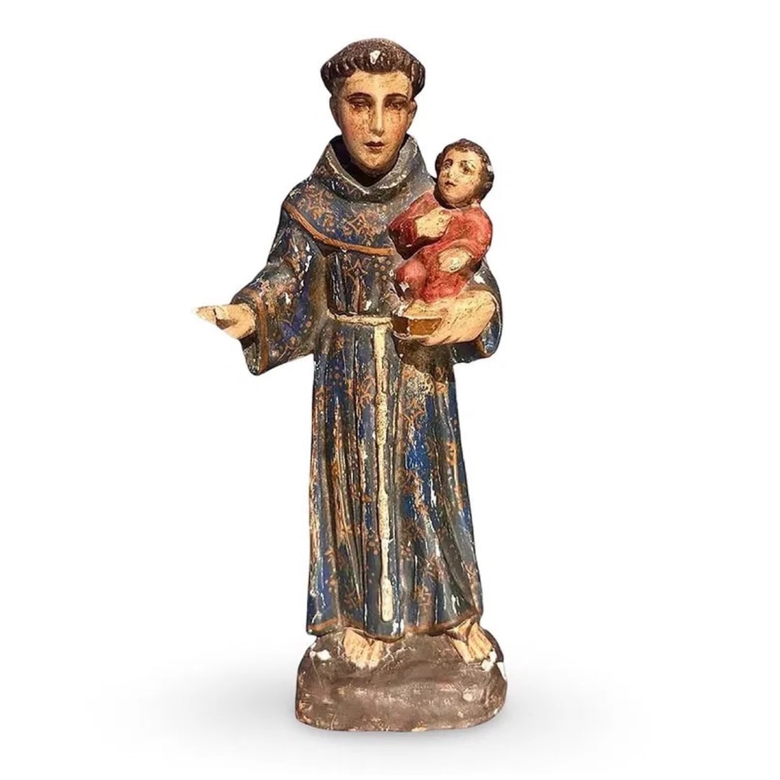 Antique Polychrome Religous Figure